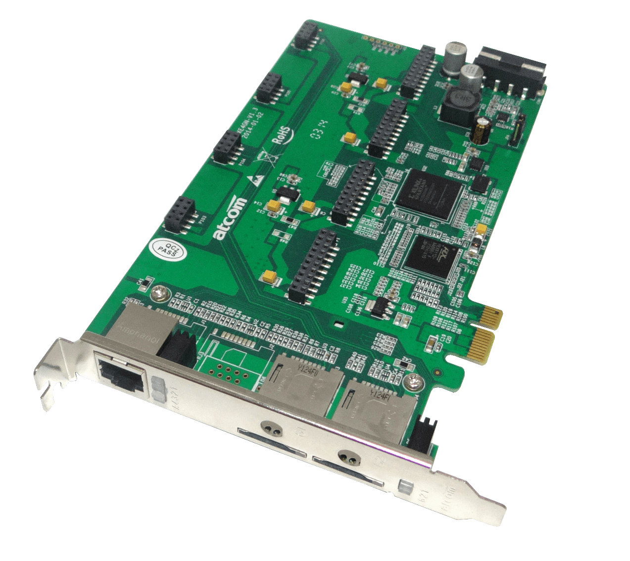 ATCOM PCIe-x1 2-GSM-SIM 4-FXO/FXS 3.3/5V 32BIT TARJETA ASTERISK 2-GSM 5