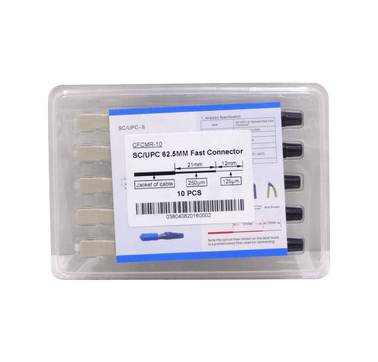 Conectores Rápidos SC Multimodo 62.5/125µm SX - Paquete de 10 Unidades - CFCMR-10 3