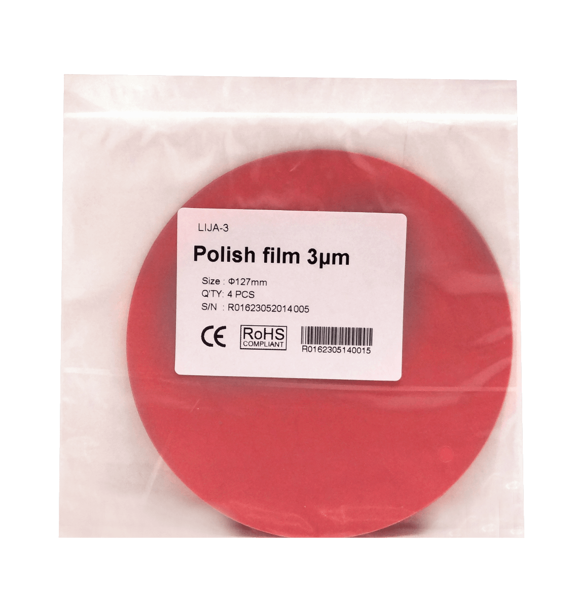 3um 3-Micras Lija p/Fibra Optica 4-Unidades Diametro-127mm Polish 1