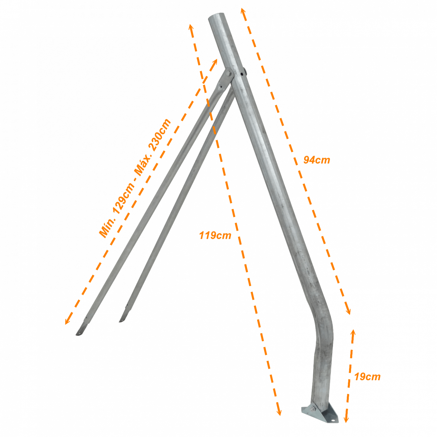 Soporte Trípode Zincado Pintado UV, 120-200cm, 2 patas 1