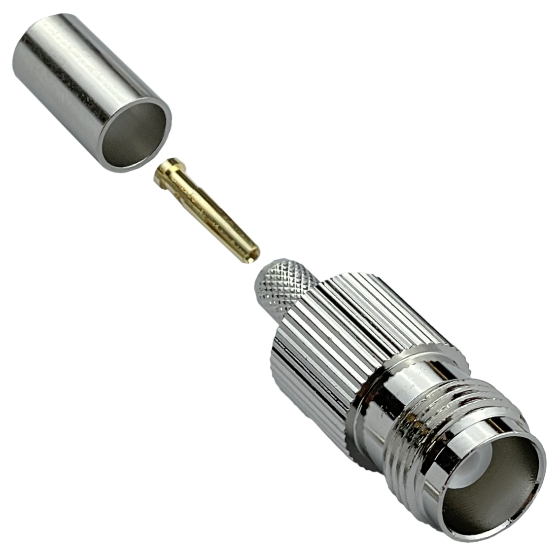 Conector coaxial TNC hembra crimpeable para cable LMR195 RG58 serie 195 2