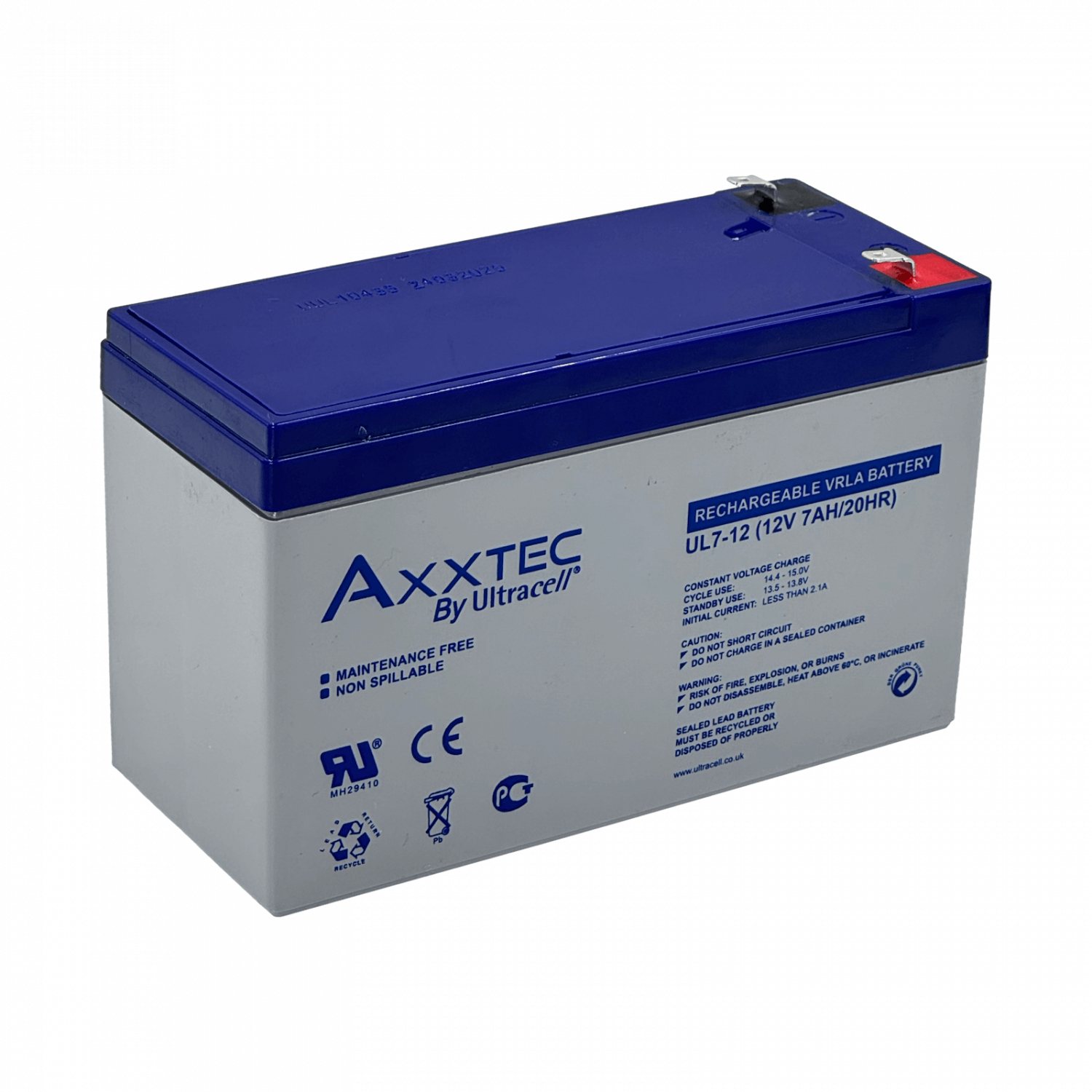 AXXETEC UL Bateria 12V 7AH Acido-Plomo Sellada AGM 2