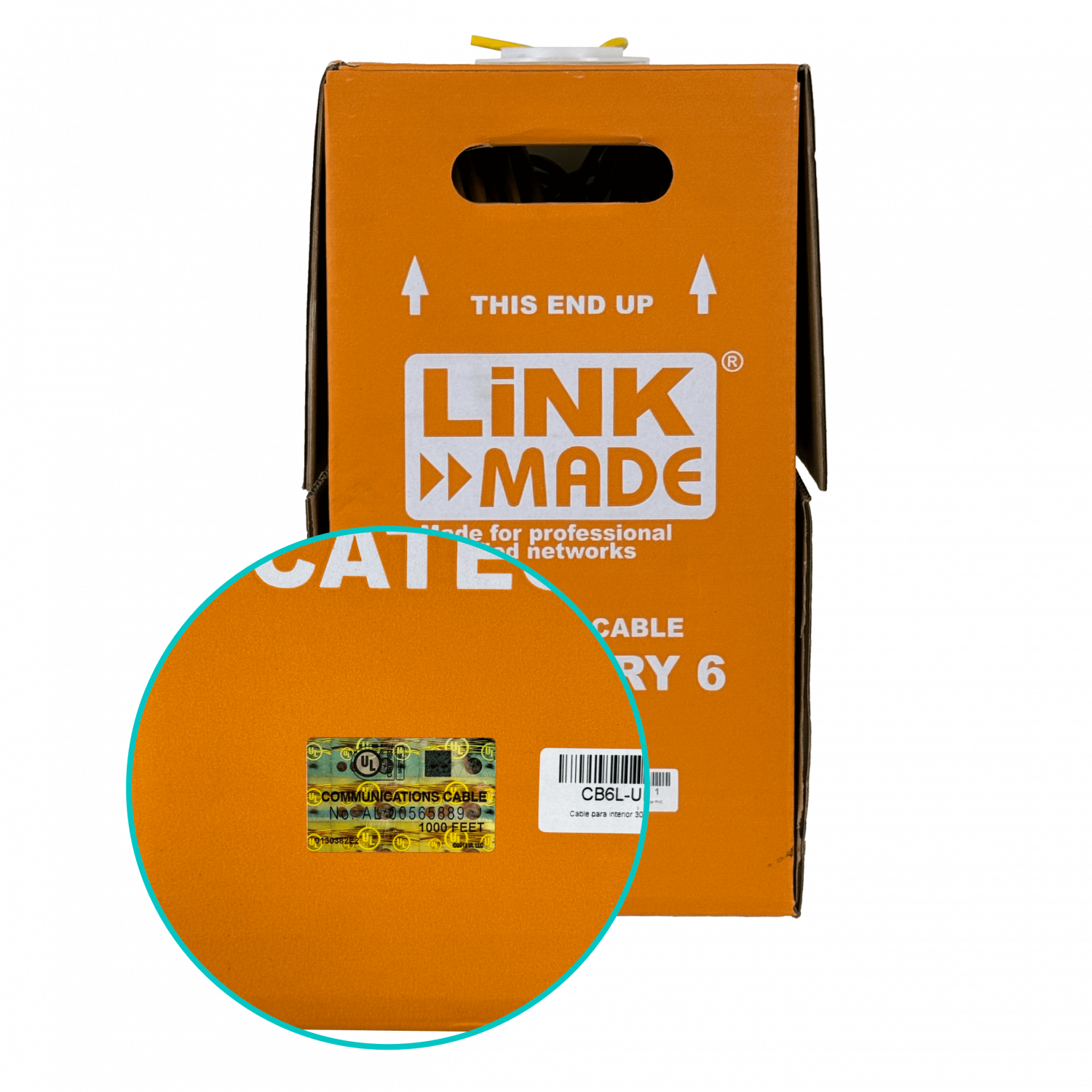Caja Cable de Red LINKMADE Cat6 UTP 305mt Amarillo Unifilar PVC Cobre 3