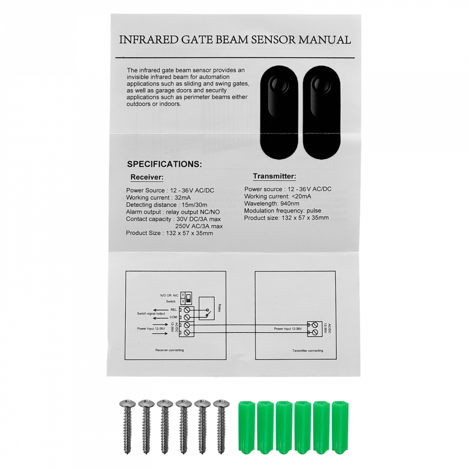 Sensor Infrarrojo Activo ABT-30 2 Haces 30m Interior/Exterior 12-36VDC 5