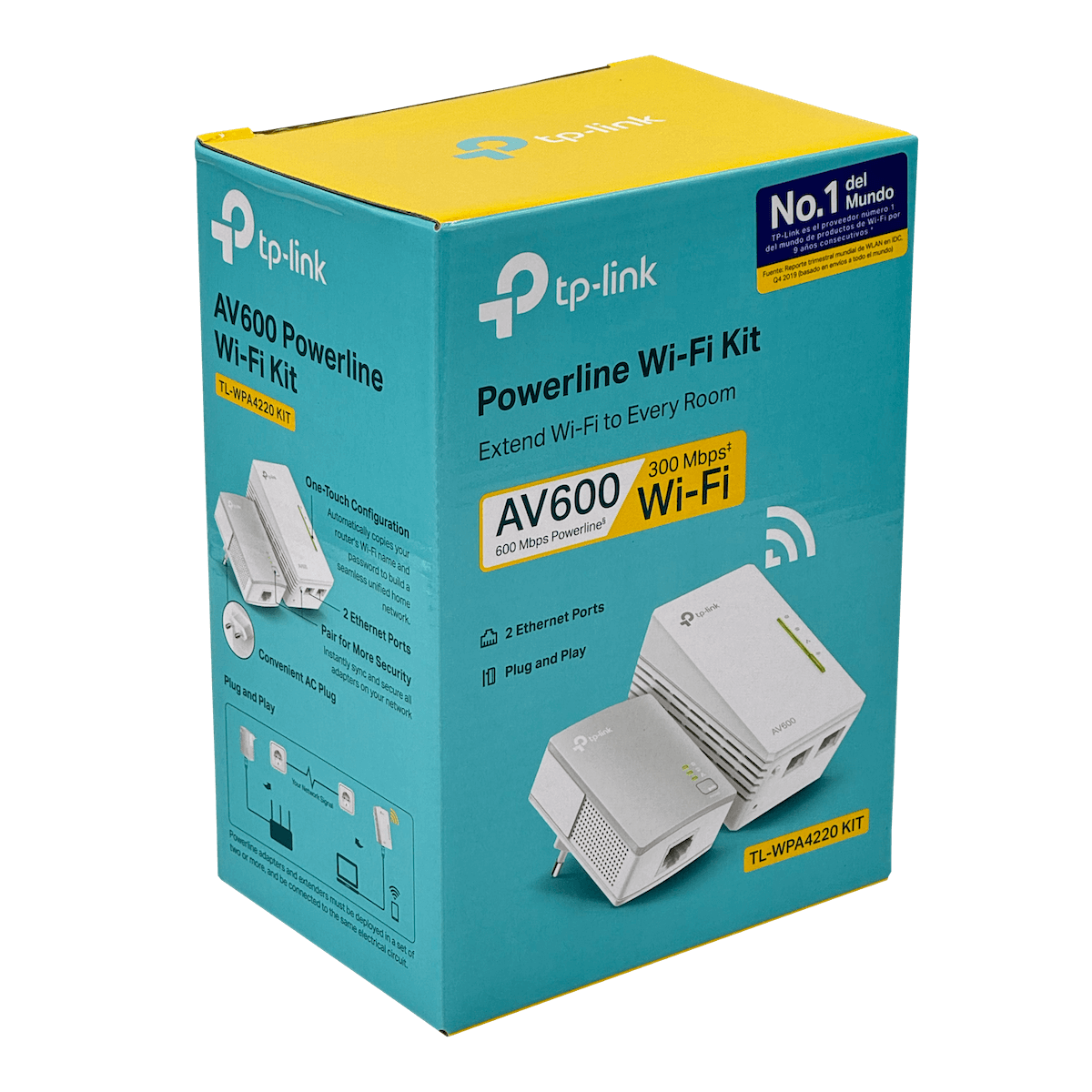 Kit Extensor Powerline WiFi AV600 TP-Link TL-WPA4220KIT, Hasta 600 Mbps, 2x Ethernet 10/100 Mbps 2