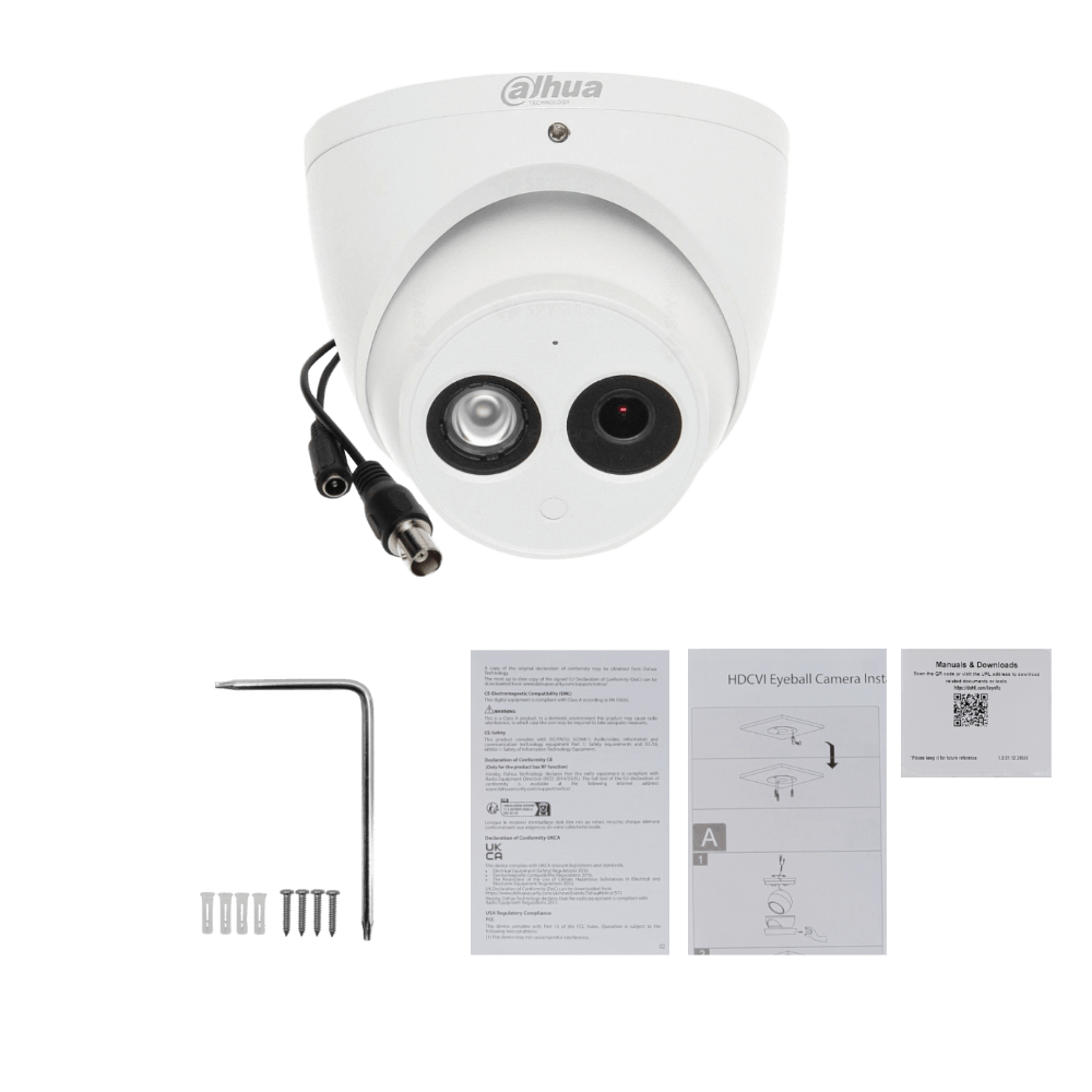 Cámara Domo Dahua 2MP 1080p 2.8mm IR50m HDCVI IP67 HAC-HDW1200EM-A - Seguridad Profesional 1