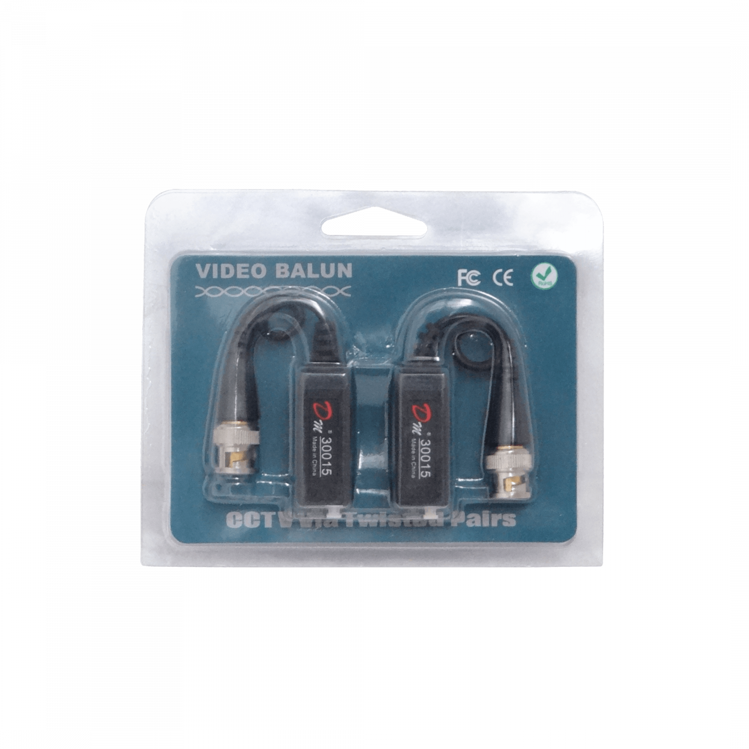 Balun Pasivo 1-Par 2 Unidades CCTV-UTP-BNC BNCM BNC-Macho DC-8MHz 1