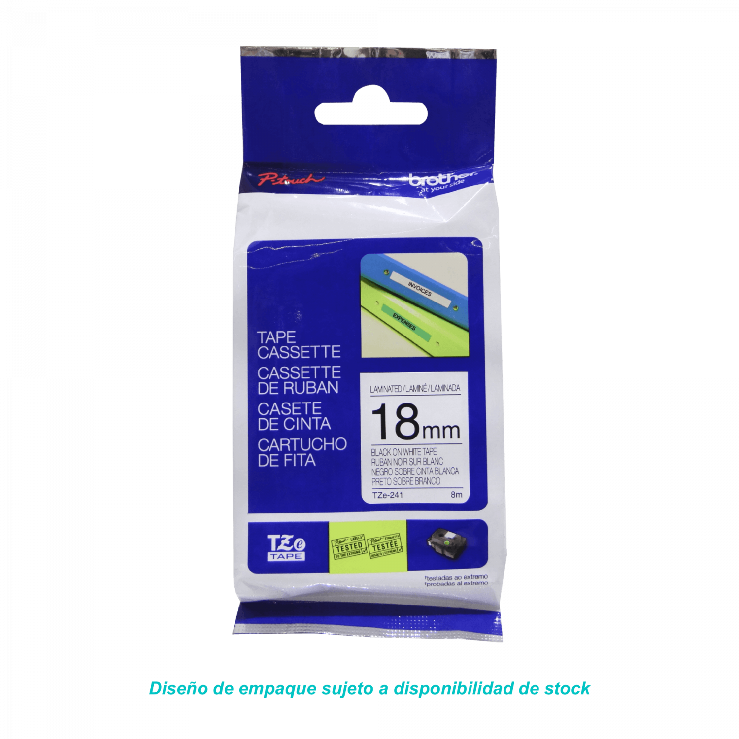 Cinta negro sobre blanco de 18mm (0,7
