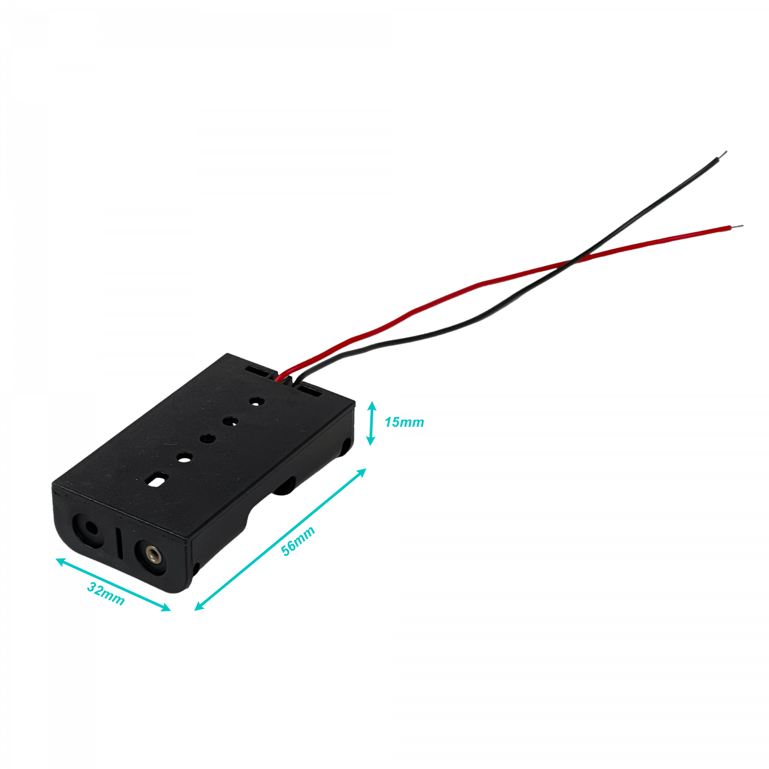 PORTA-2AA. Porta-Pila 2-AA Negro Cable-10cm 2