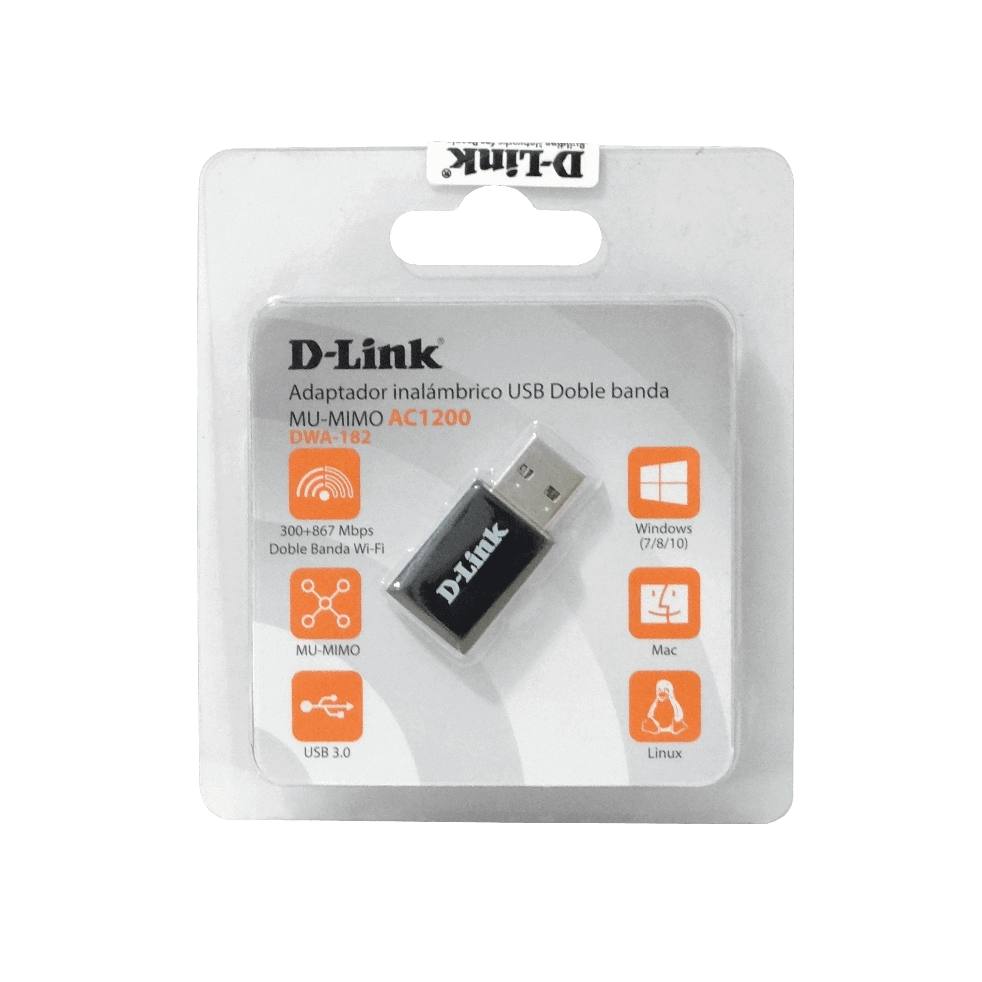 Adaptador de red Wifi USB D-Link DWA-182, AC1300/1200, Wi-Fi 5G Conectividad Dual Band (2.4 y 5 GHz) 1
