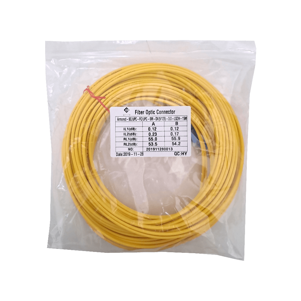 LSZH 15mt SC-FC MonoModo SM Duplex Jumper Cable Fibra 9/125um 3.0mm 1