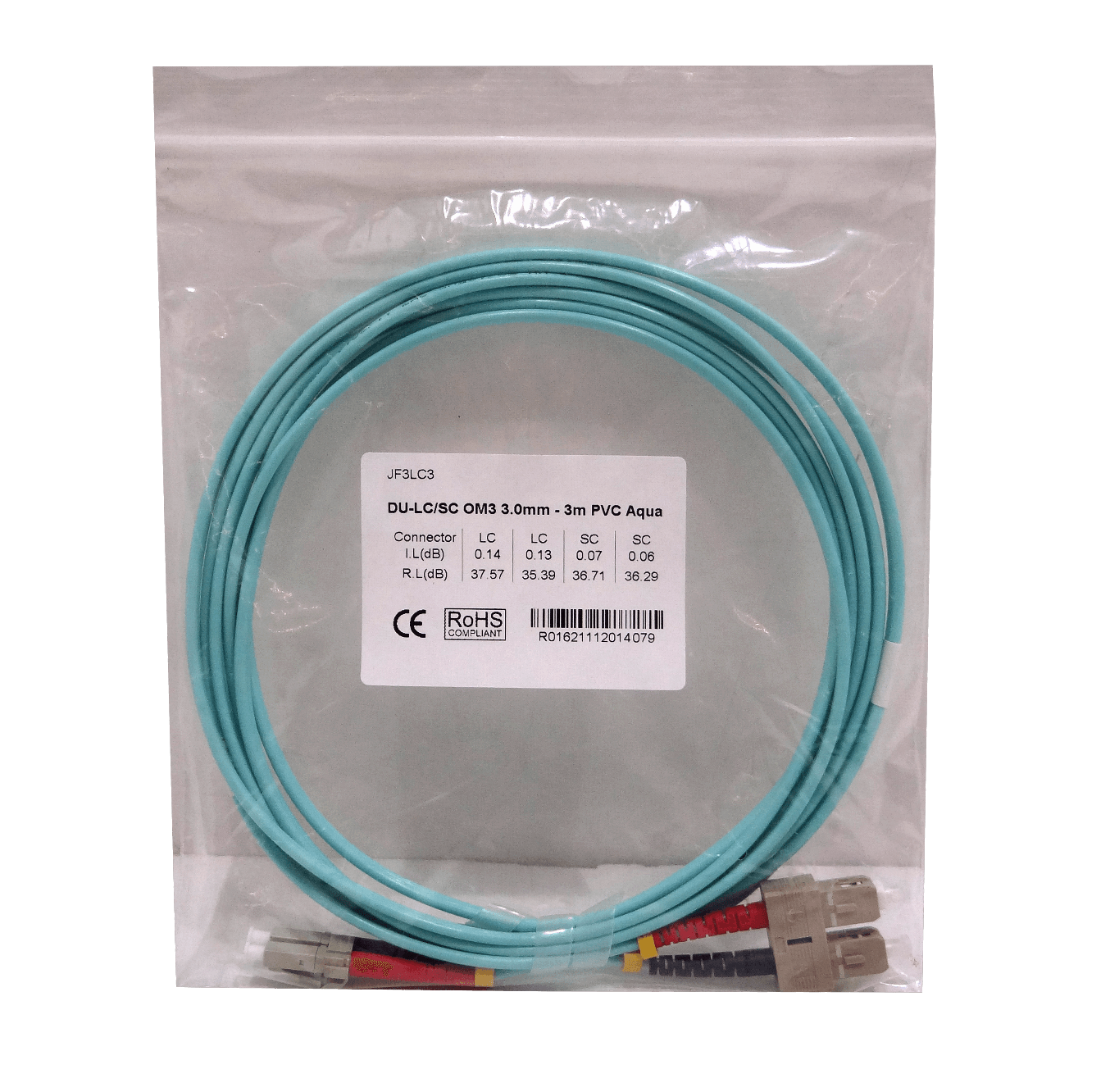 3mt LC-SC OM3 MultiModo MM Duplex Jumper Fibra 50/125um 2