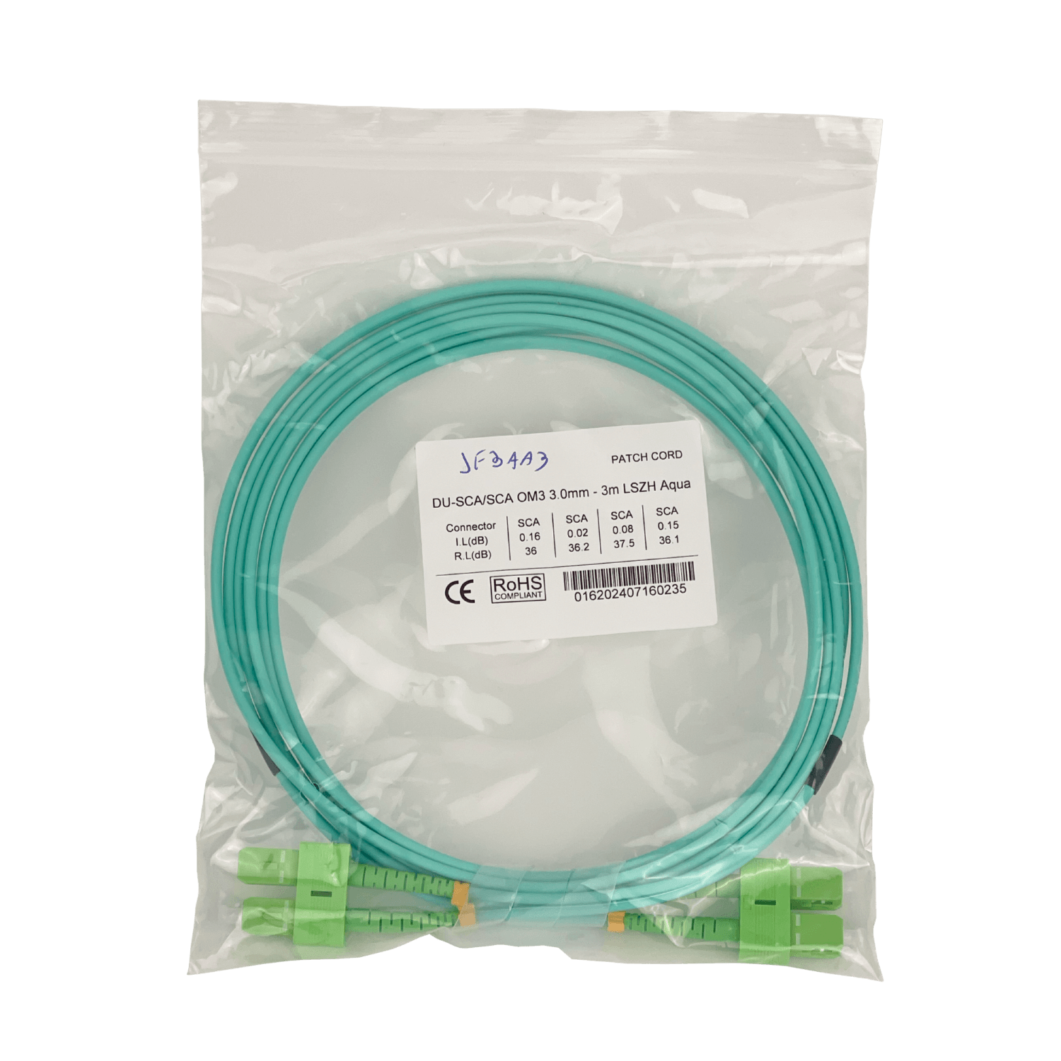 3mt SC/APC-SC/APC OM3 Multimodo MM Duplex Jumper Fibra LSZH 2