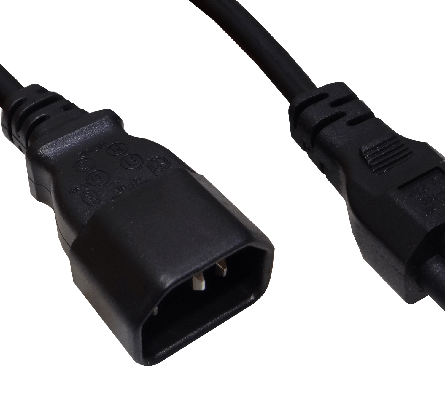 Cable de Poder 150cm LINKMADE Macho-Hembra Trebol/C14 Negro 6A 3x0.75mm2 2