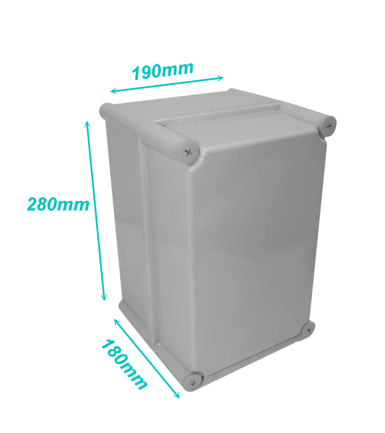 Caja plastica Tibox TJ-AG-2819-1 280x190x180mm gris IP66 RoHS con placa 3