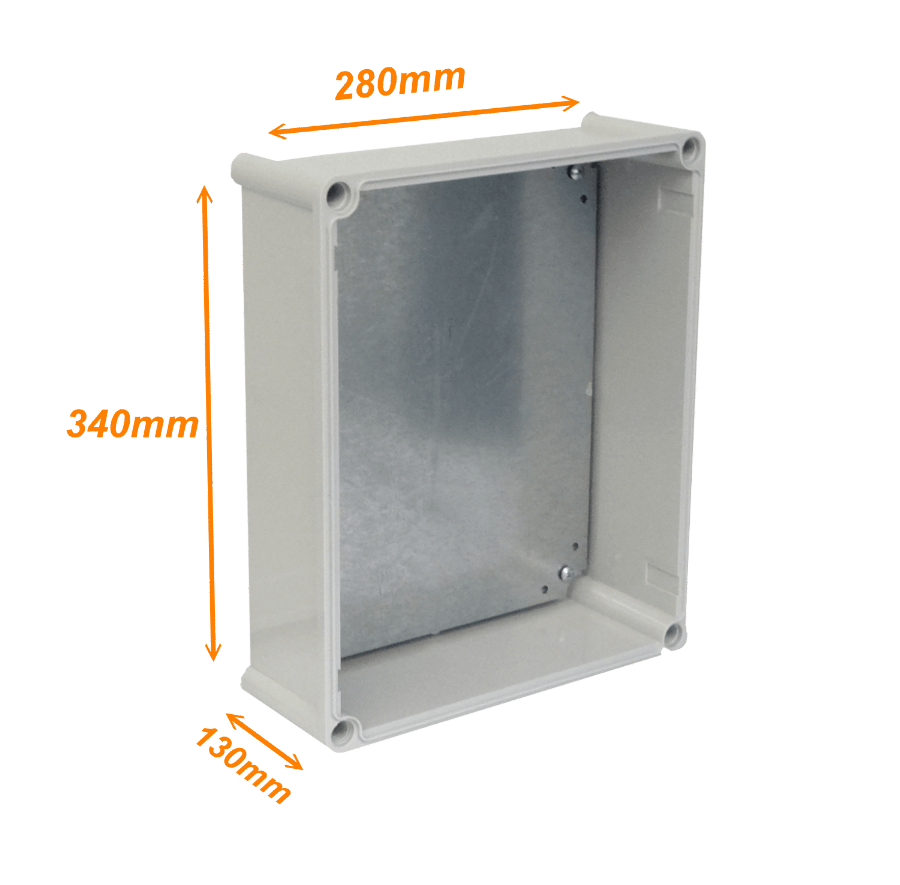 Caja Plástica TIBOX TJ-AG-3428, 340x280x130mm, Gris, IP66 con Placa 4