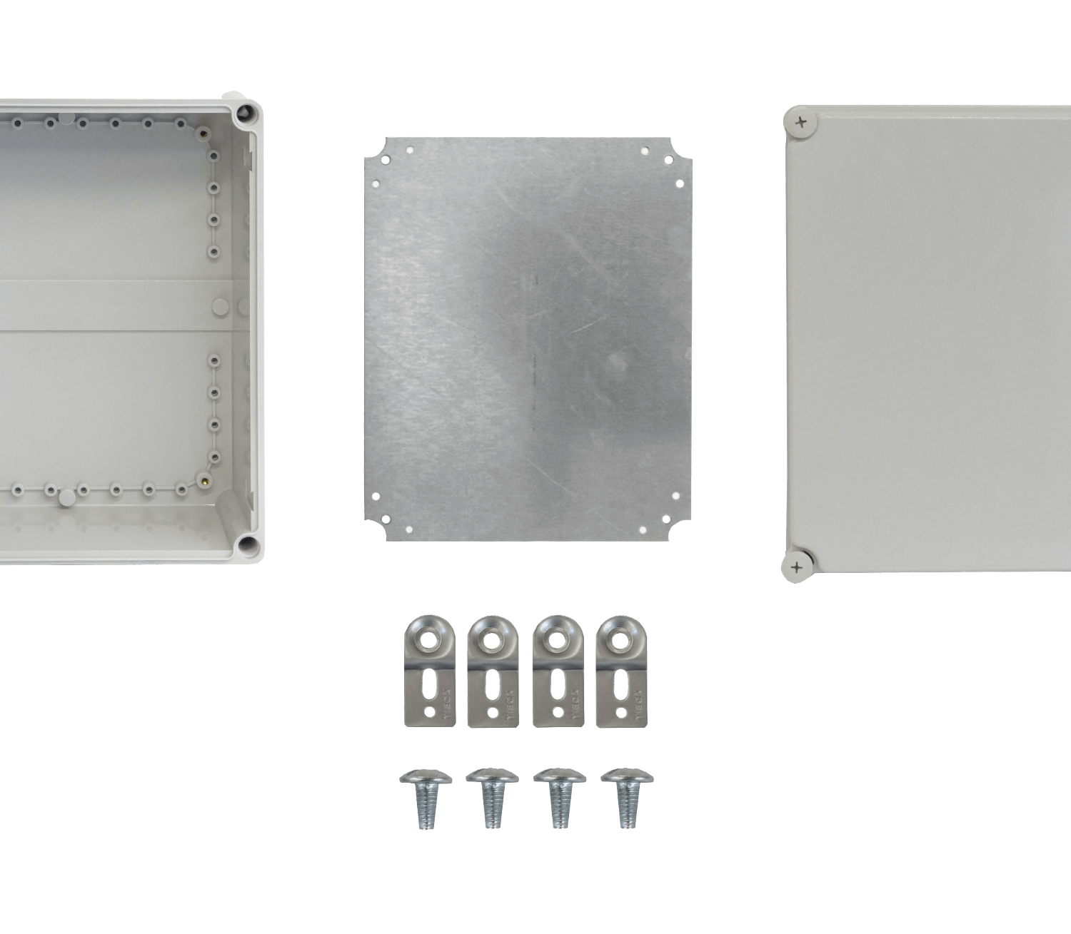 Caja Plástica TIBOX TJ-AG-3428, 340x280x130mm, Gris, IP66 con Placa 5
