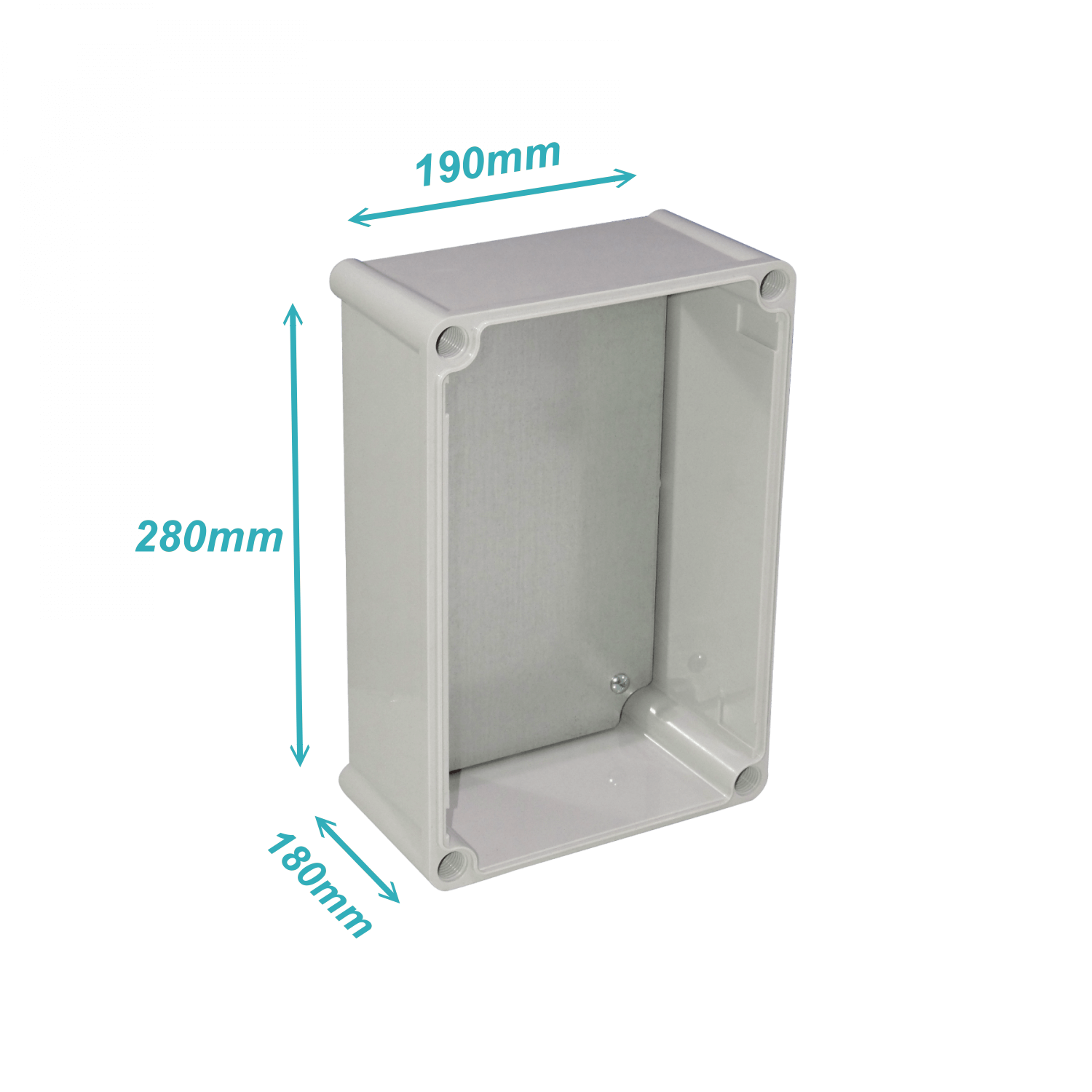 Caja ABS Tibox TJ-AT-2819-1 280x190x180mm IP66 tapa transparente con placa aluminio 2