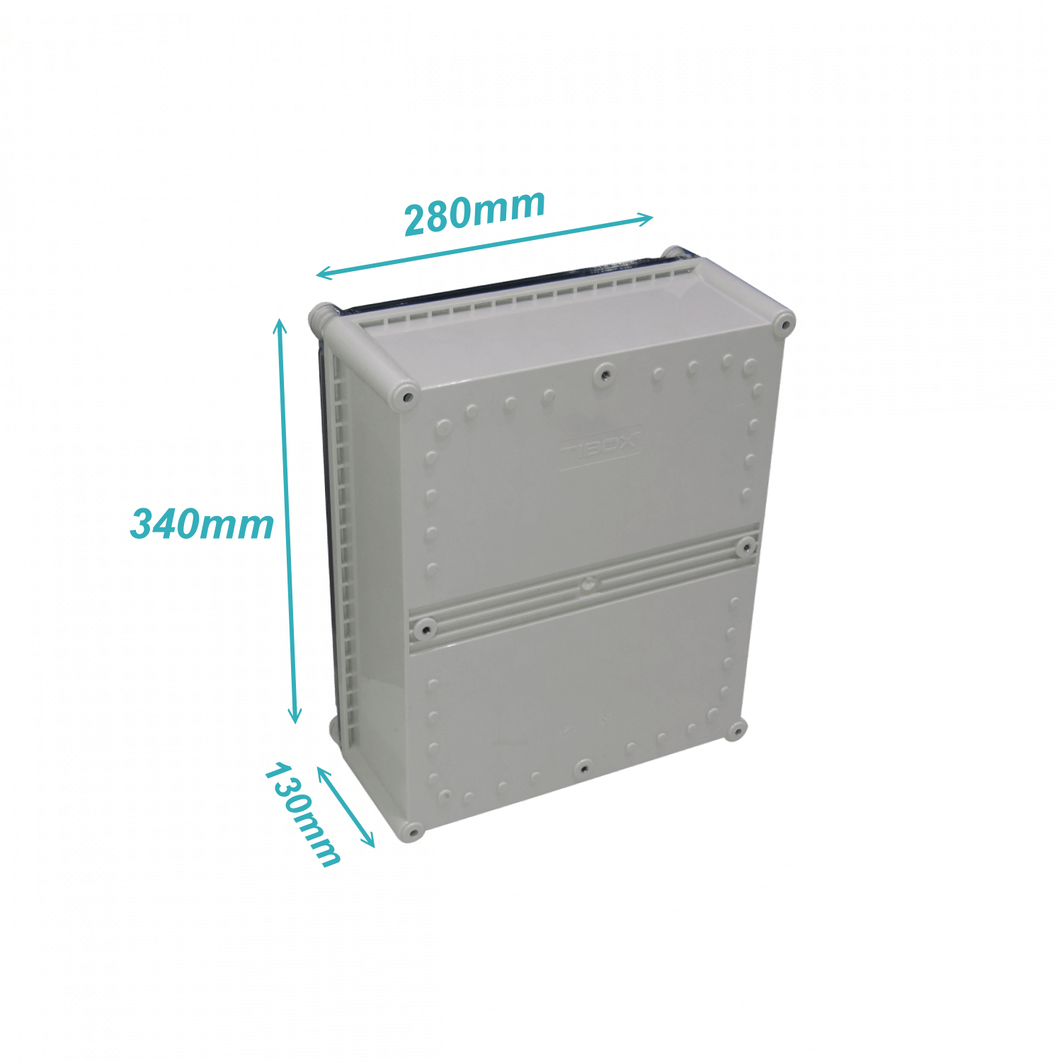 Caja ABS Tibox TJ-AT-3428 340x280x130mm IP66 tapa transparente con placa aluminio 3