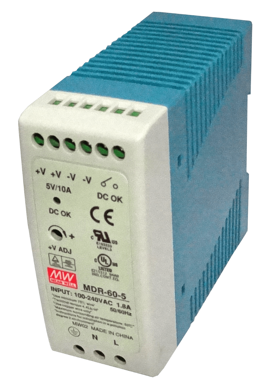 MEANWELL 5VDC 50W 10A Ajustable Ancho-42mm Riel-DIN Fuente-Poder 1