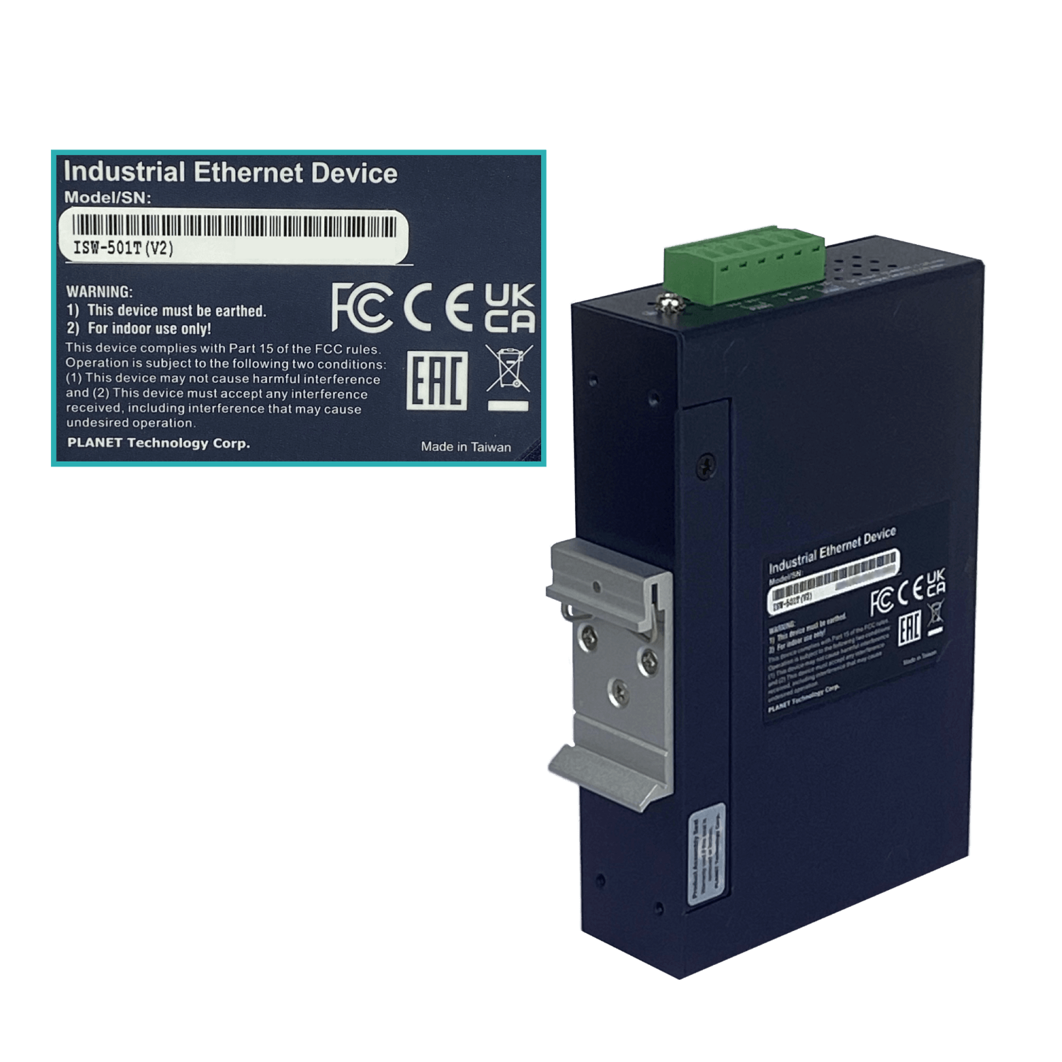PLANET 5-100 Switch Industrial no-Admin Riel-DIN 12-48VDC 24VAC Dual 5