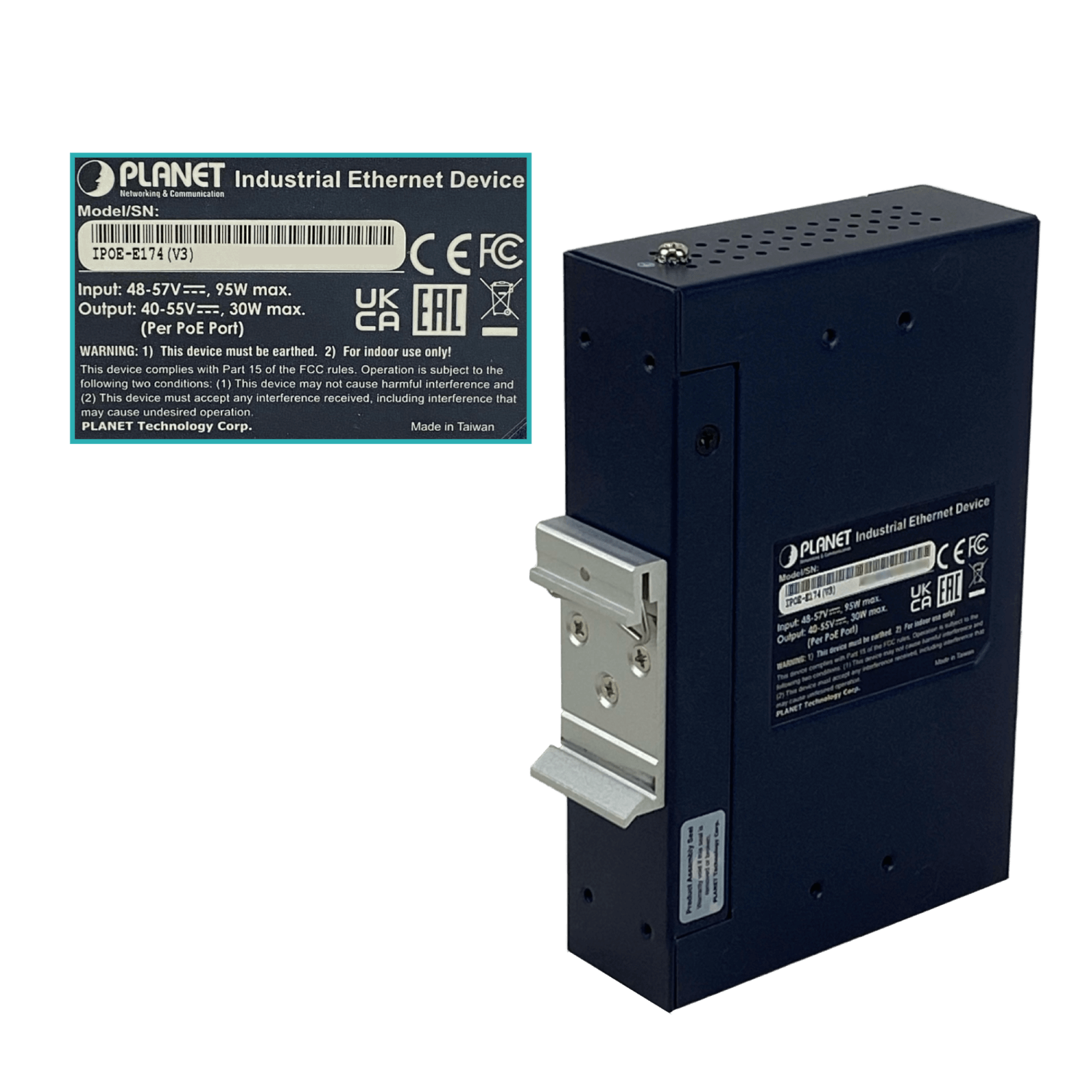 PLANET Switch 5-1000 in-60W 4-PoE-af/at Extender Riel-DIN Industrial 4