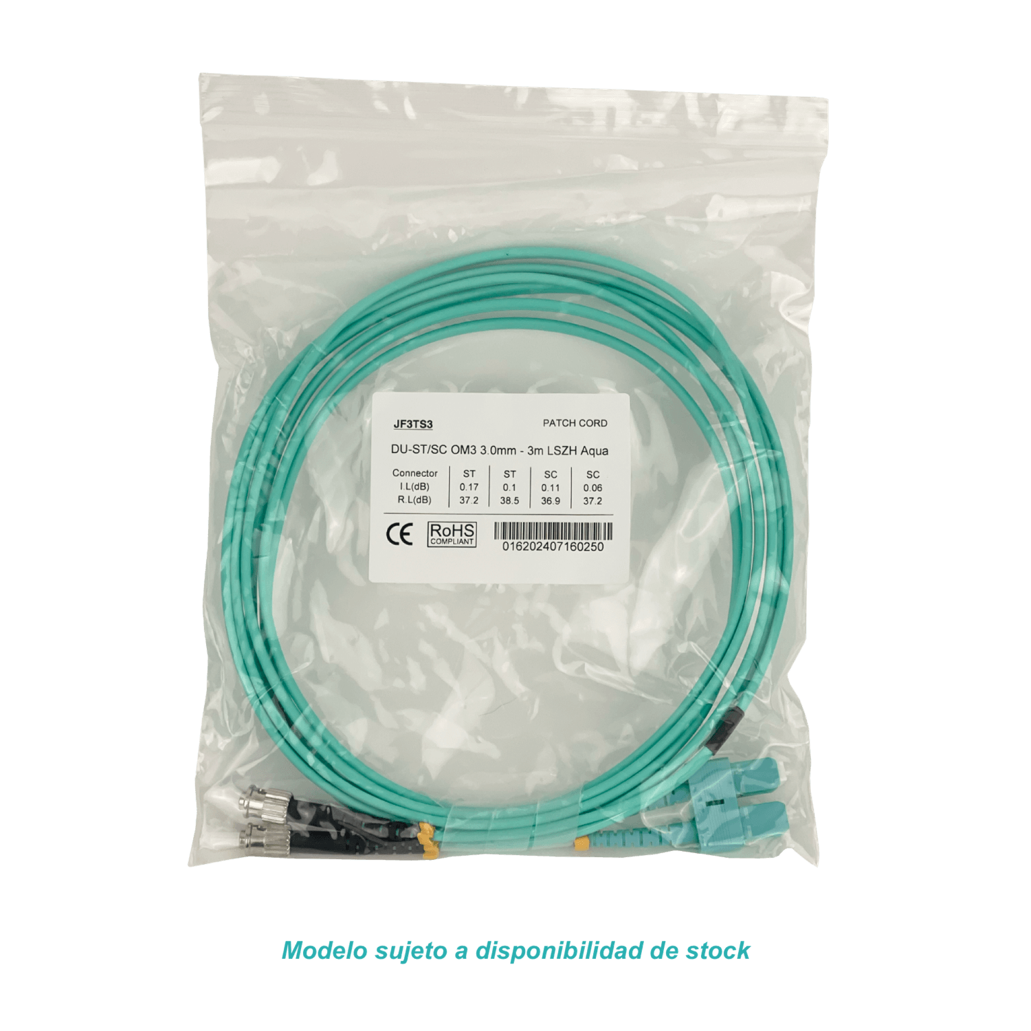 3mt ST-SC OM3 Multimodo MM Duplex Jumper Fibra 50/125um 2
