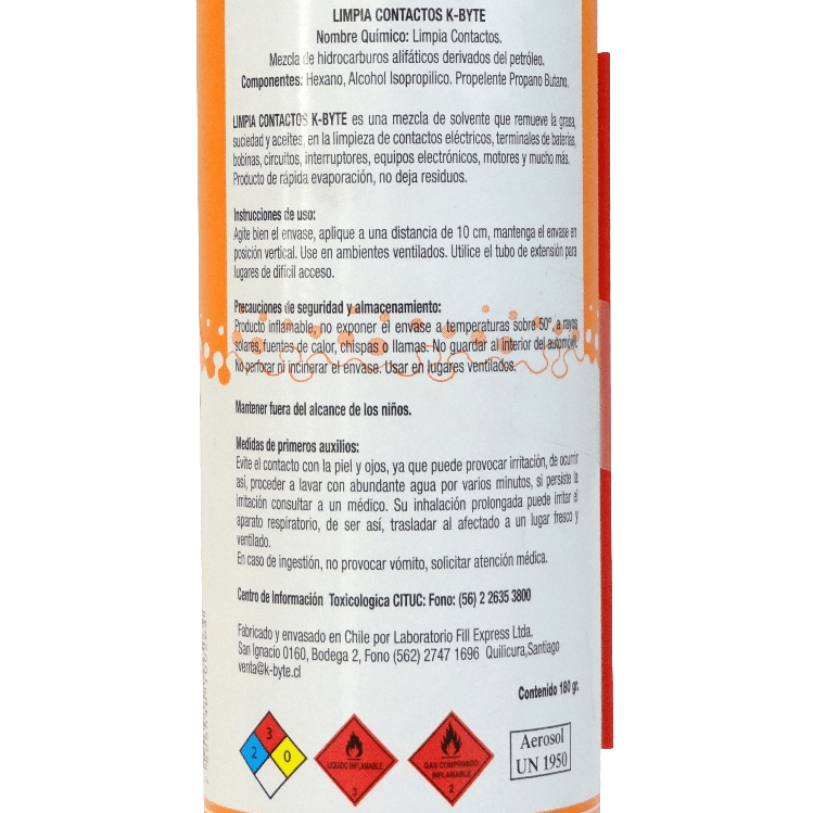 Spray Limpiador de Contactor 180gr Solvente Aceite Grasa 2
