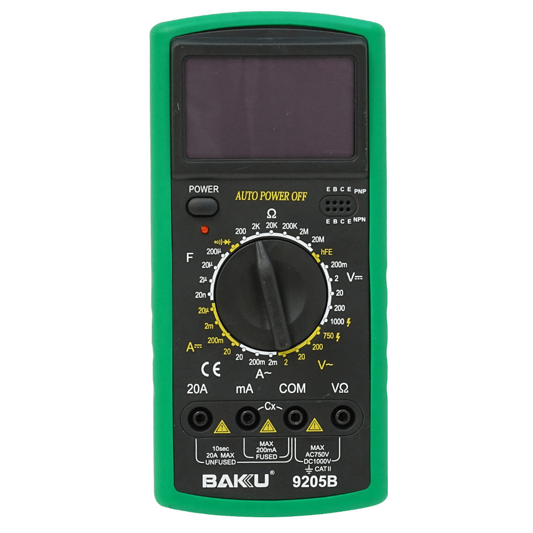 BAKU Multitester Digital inc-Bateria9V 1000VDC 750VAC 10A BK-9205B 4