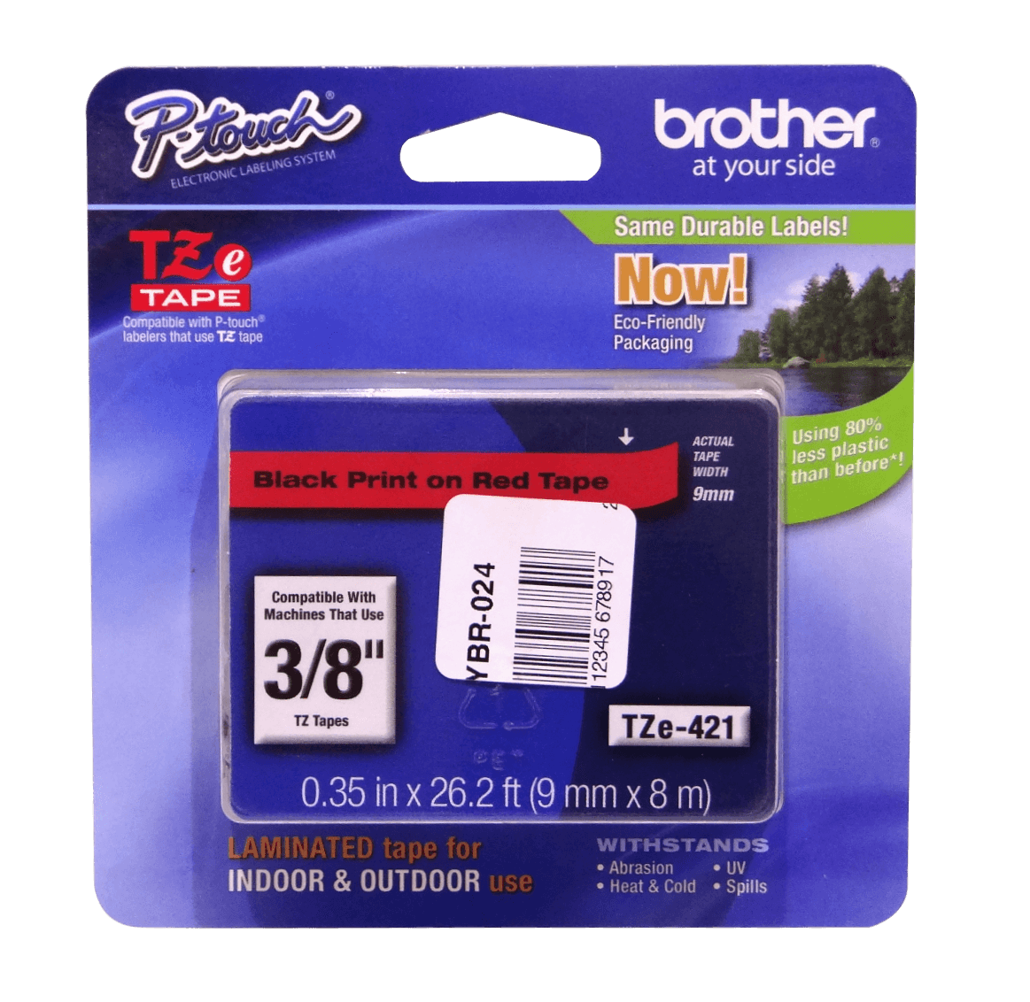 Cinta Laminada Brother TZE421, Texto Negro sobre Fondo Rojo, 9 mm x 8m  2