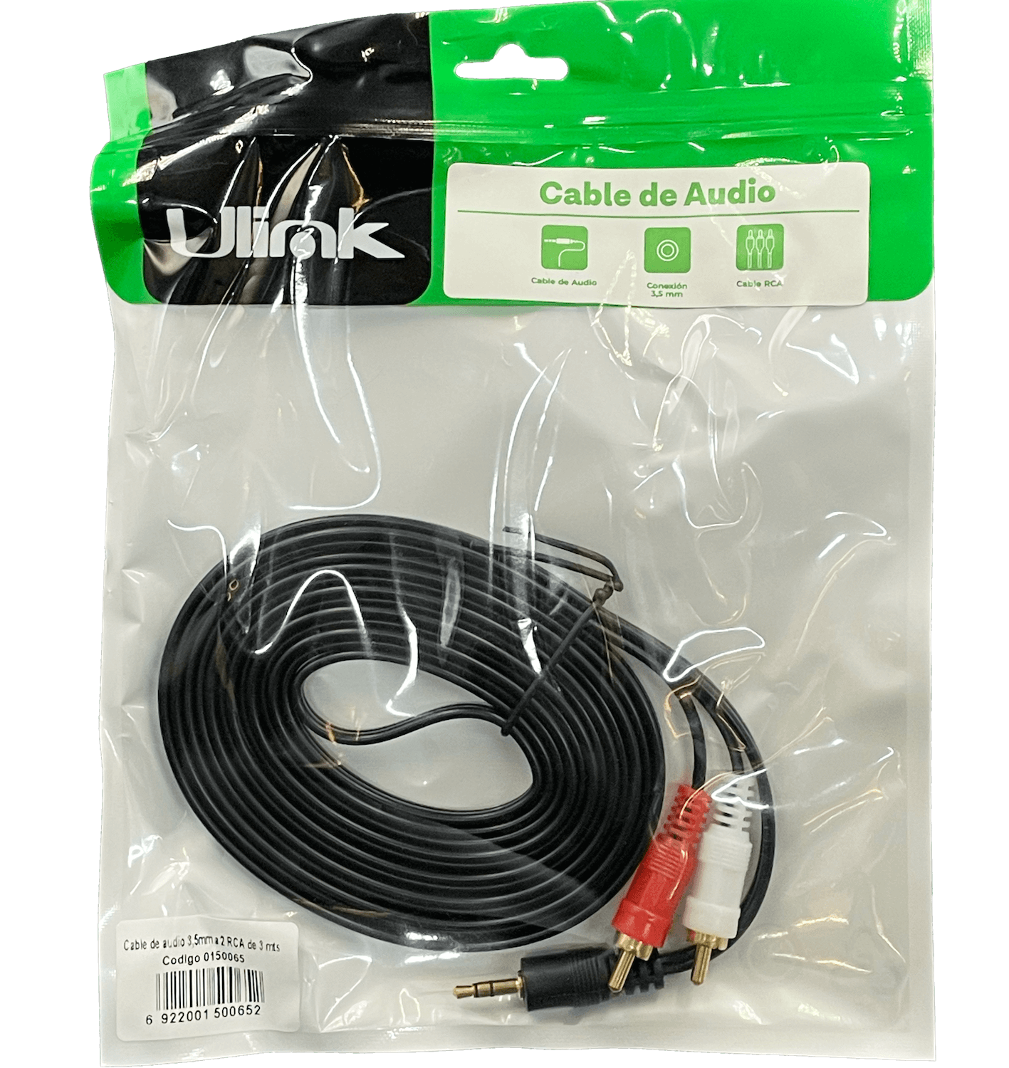 Cable de Audio 3.5mm Macho a 2 RCA Macho, 3m, ULINK Estéreo 3