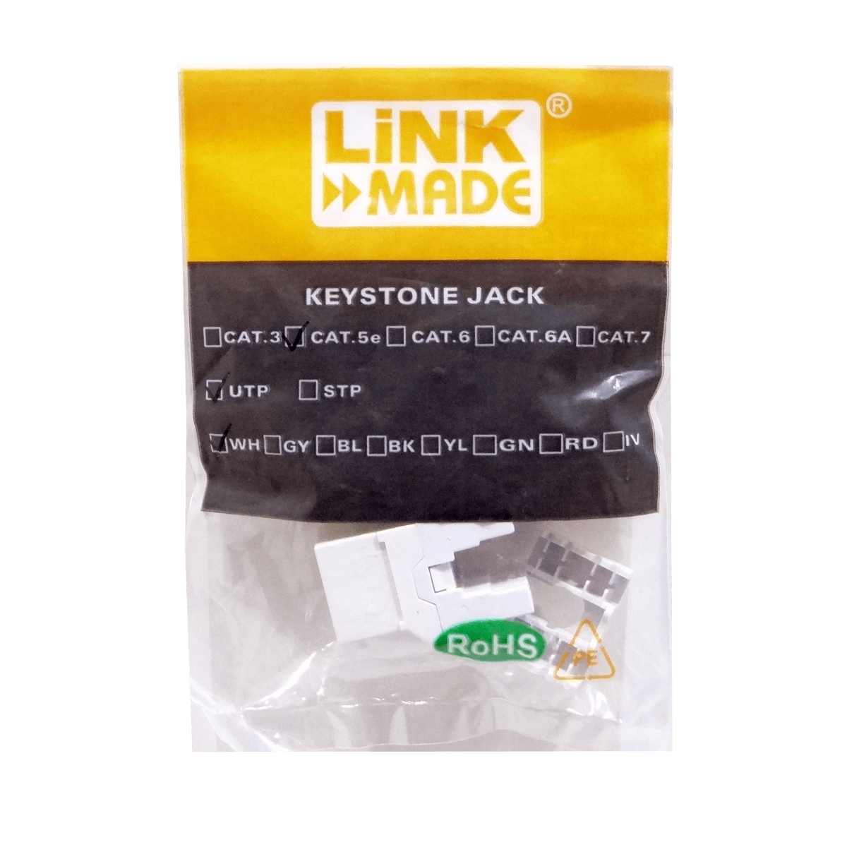 Faceplate Keystone Cat5E LINKMADE KP5WL-1 Blanco 180 U UTP Punchable Herramienta 3