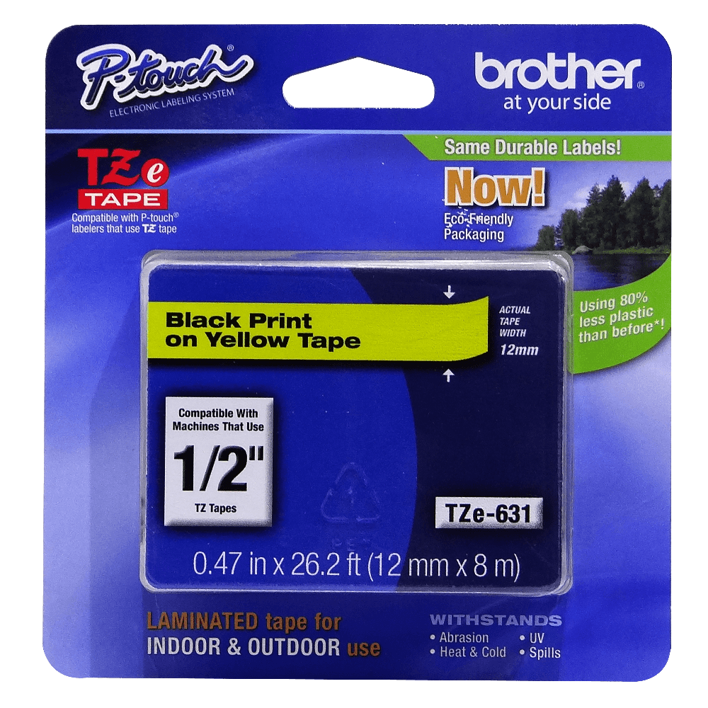 Cinta Laminada Brother TZE-S631, Fondo Amarillo con Texto Negro, 12mm, 8 Metros 1