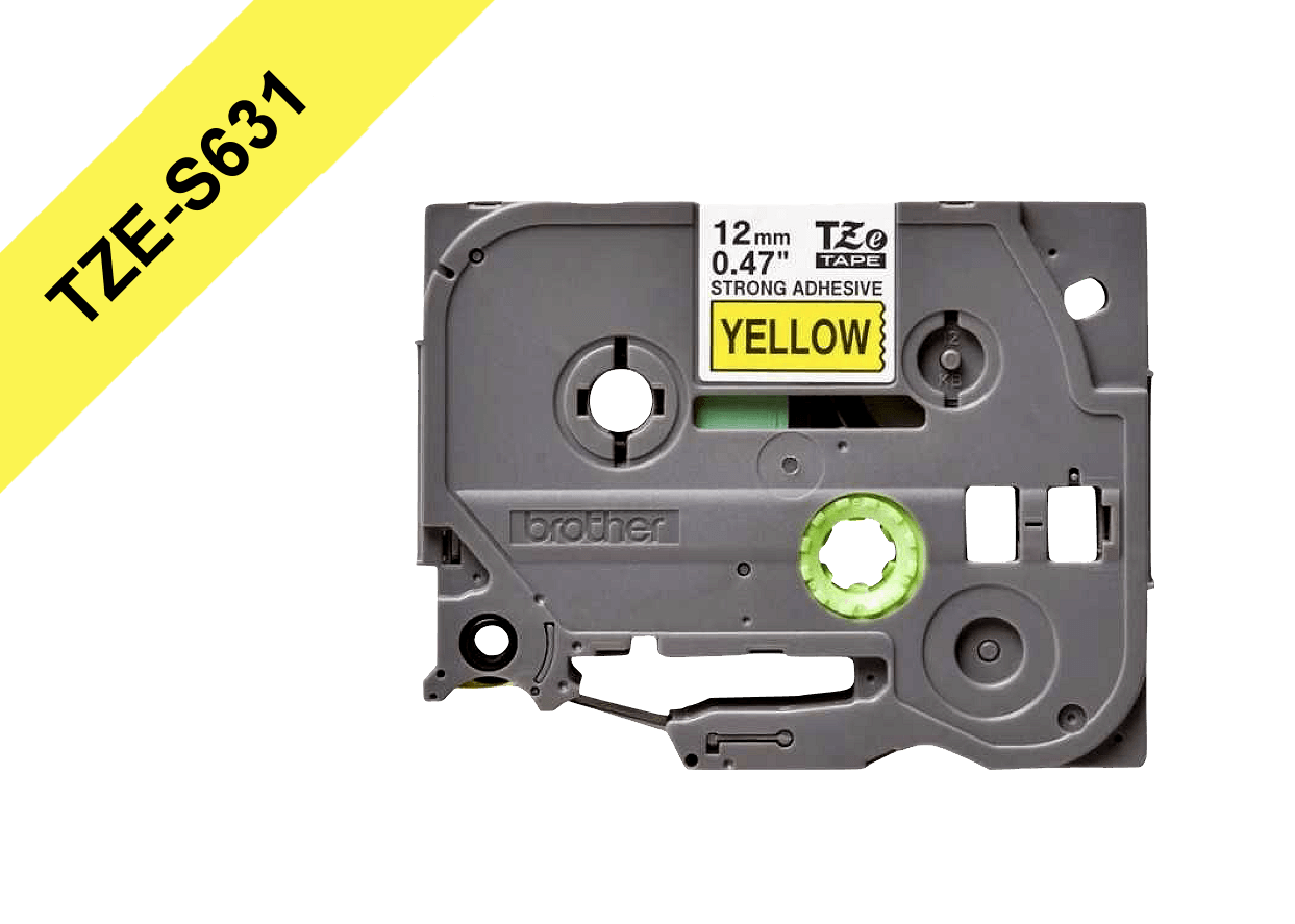 Cinta Laminada Brother TZE-S631, Fondo Amarillo con Texto Negro, 12mm, 8 Metros 2