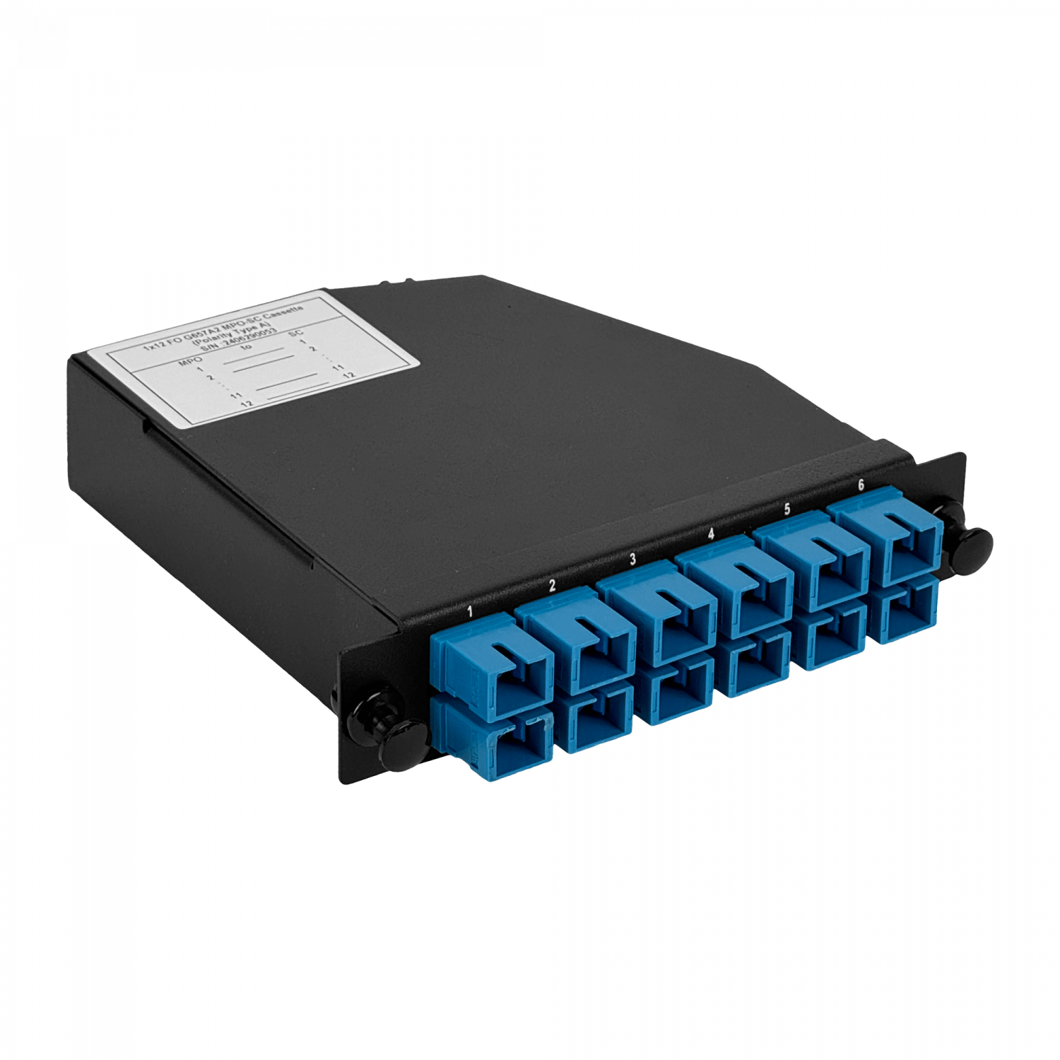 Cassette de Fibra Óptica Pre-conectorizado SM 12-SC a 1-MPO/M para Panel 1U - CASCSM 4