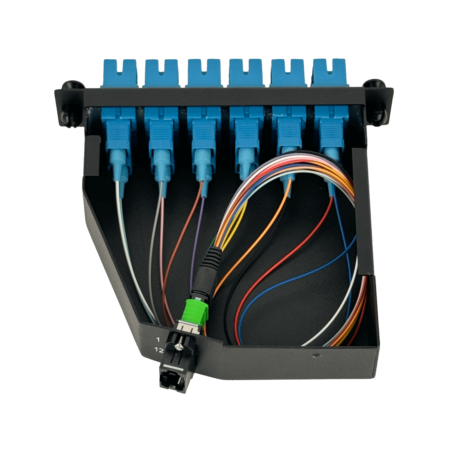Cassette de Fibra Óptica Pre-conectorizado SM 12-SC a 1-MPO/M para Panel 1U - CASCSM 6