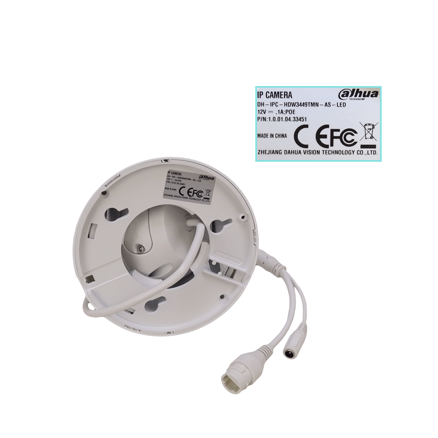 Cámara Domo Dahua 4MP Full Color Fijo 2.8mm PoE IR30m IP67 MicroSD WizSense 2