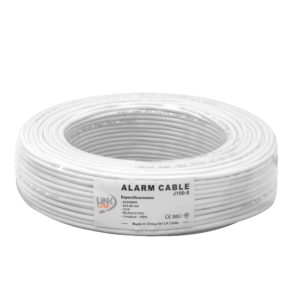 Cable Telefónico 8C, 24AWG, 4 Pares, Redondo, Aleación CCA, 100m, 8x0.5mm 2
