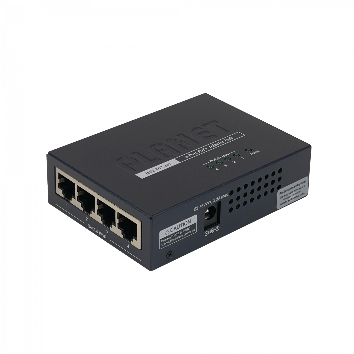 Hub Inyector PoE+ de 4 Puertos PLANET HPOE-460, 120W, Soporte Gigabit, Potencia 54V  1