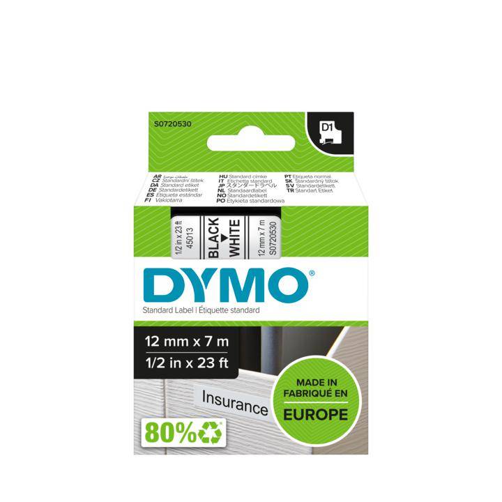 DYMO 12mm Negro en Fondo Blanco Cinta 7mt D1-Label Cassette 3