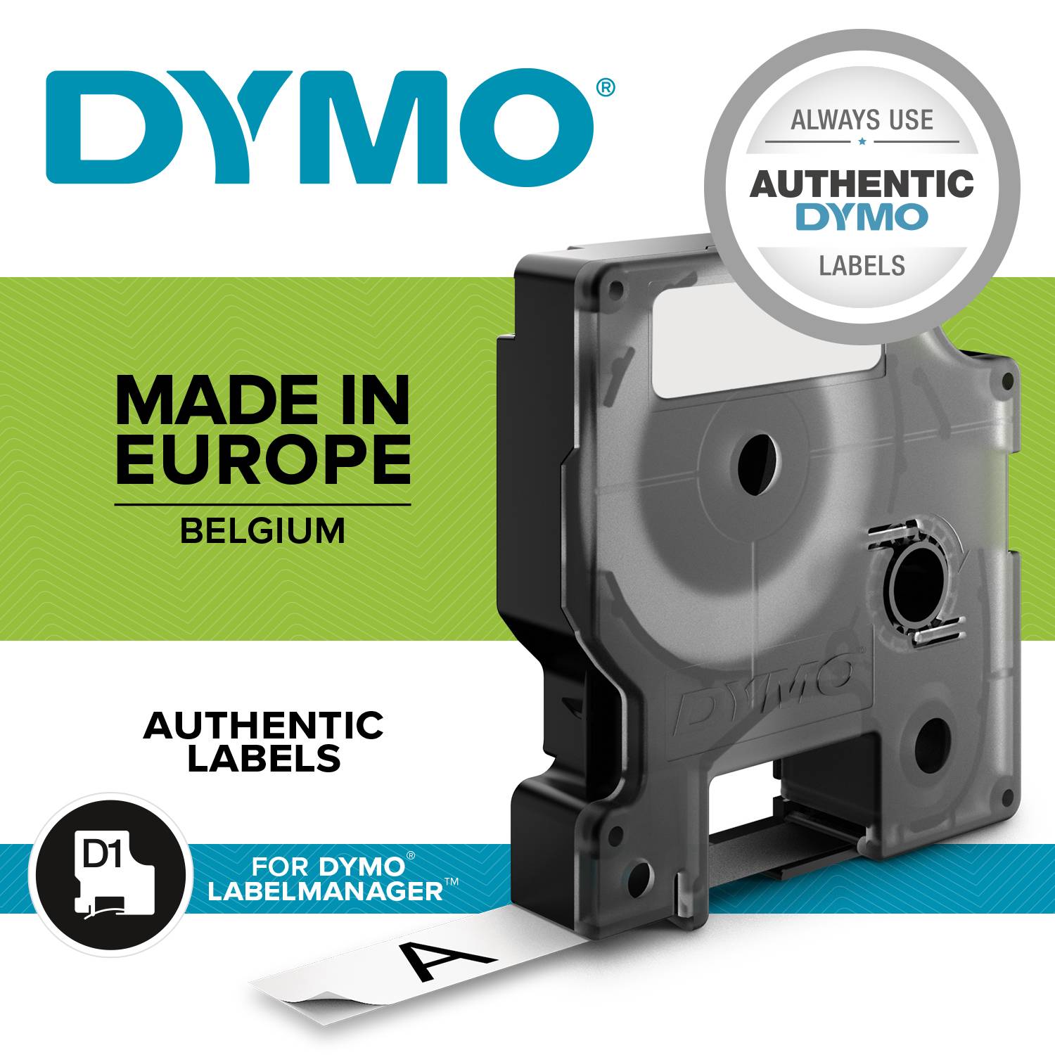 DYMO 12mm Negro en Fondo Blanco Cinta 7mt D1-Label Cassette 11