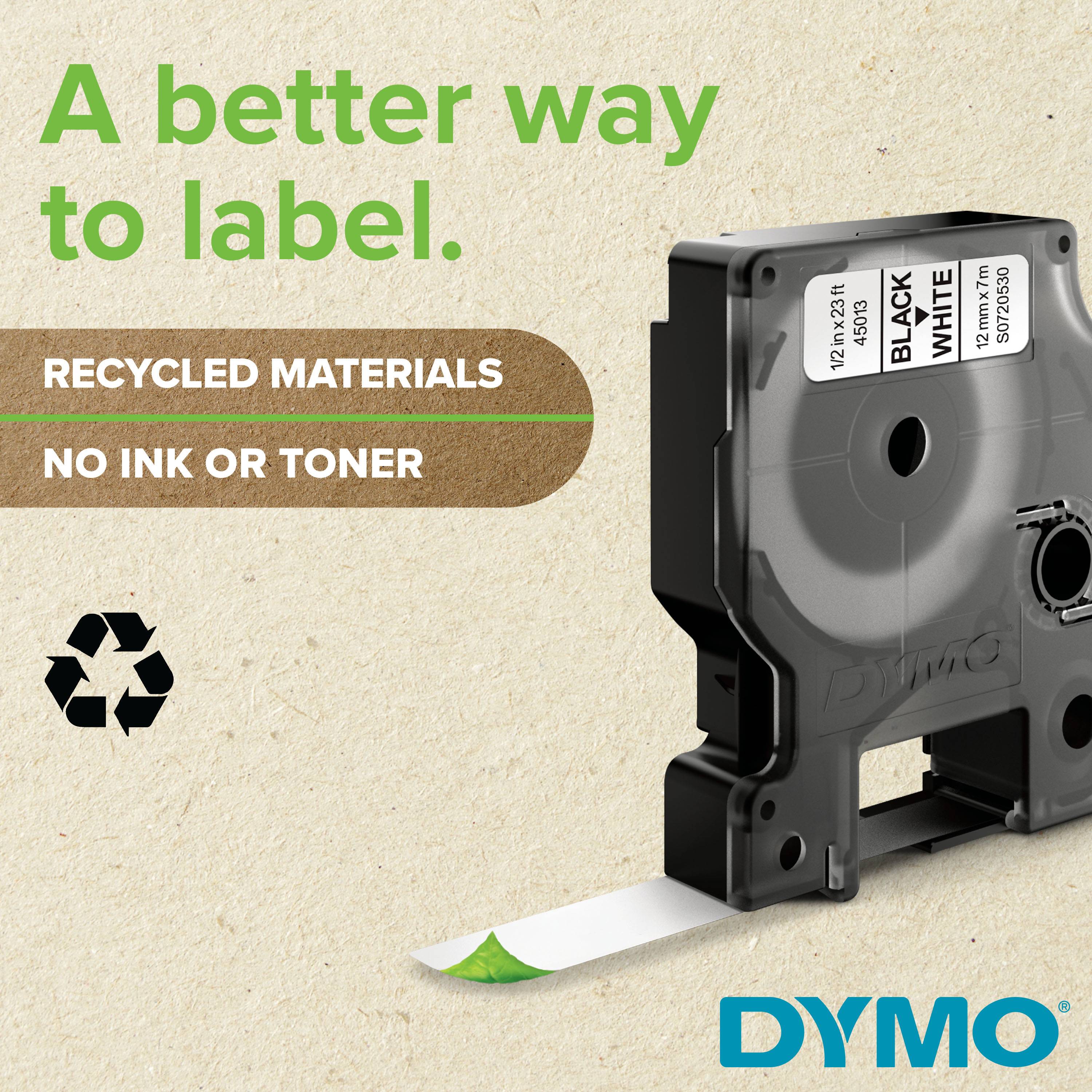 DYMO 12mm Negro en Fondo Blanco Cinta 7mt D1-Label Cassette 13