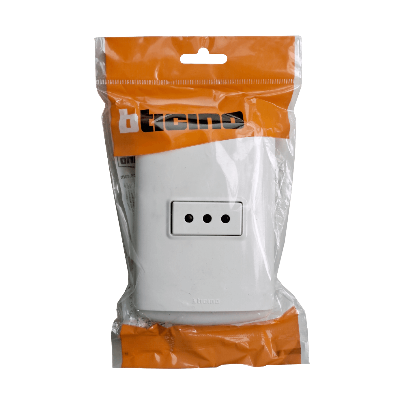 BTICINO MODUS 1-ENCHUFE-10A-NACIONAL CON BASE Y TAPA BLANCA ARMADO 1