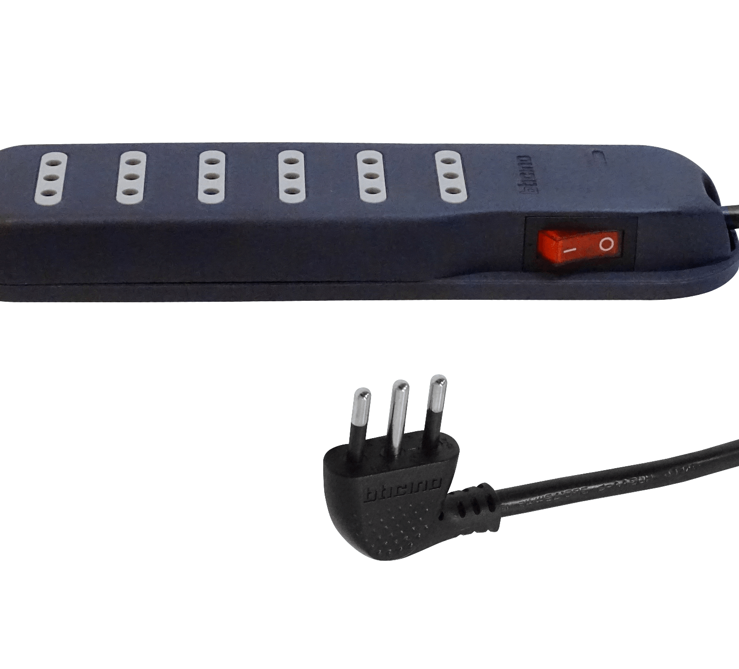 BTICINO 5MT 6-ENCHUFES ALARGADOR NEGRO 10A ZAPATILLA SWITCH-PILOTO 1