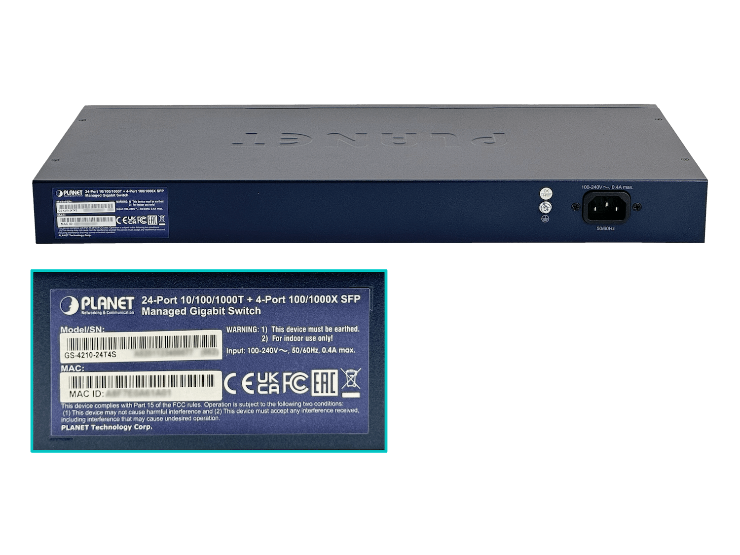 PLANET 24-1000 4-SFP Console Switch Admin Rack 28-port GS-4210-24T4S 1
