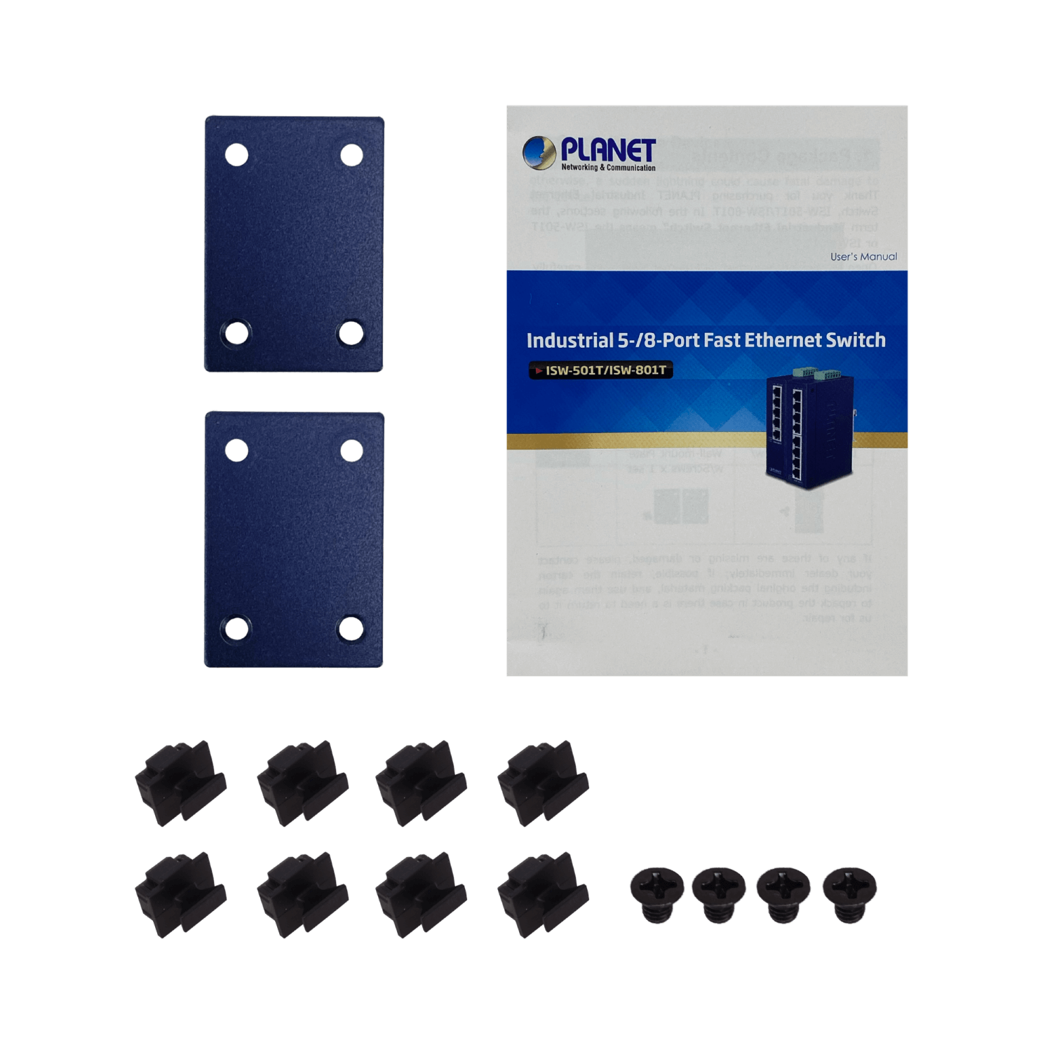 PLANET 8-100 Switch Industrial Riel-DIN no-Admin req/12-48VDC/24VAC 1