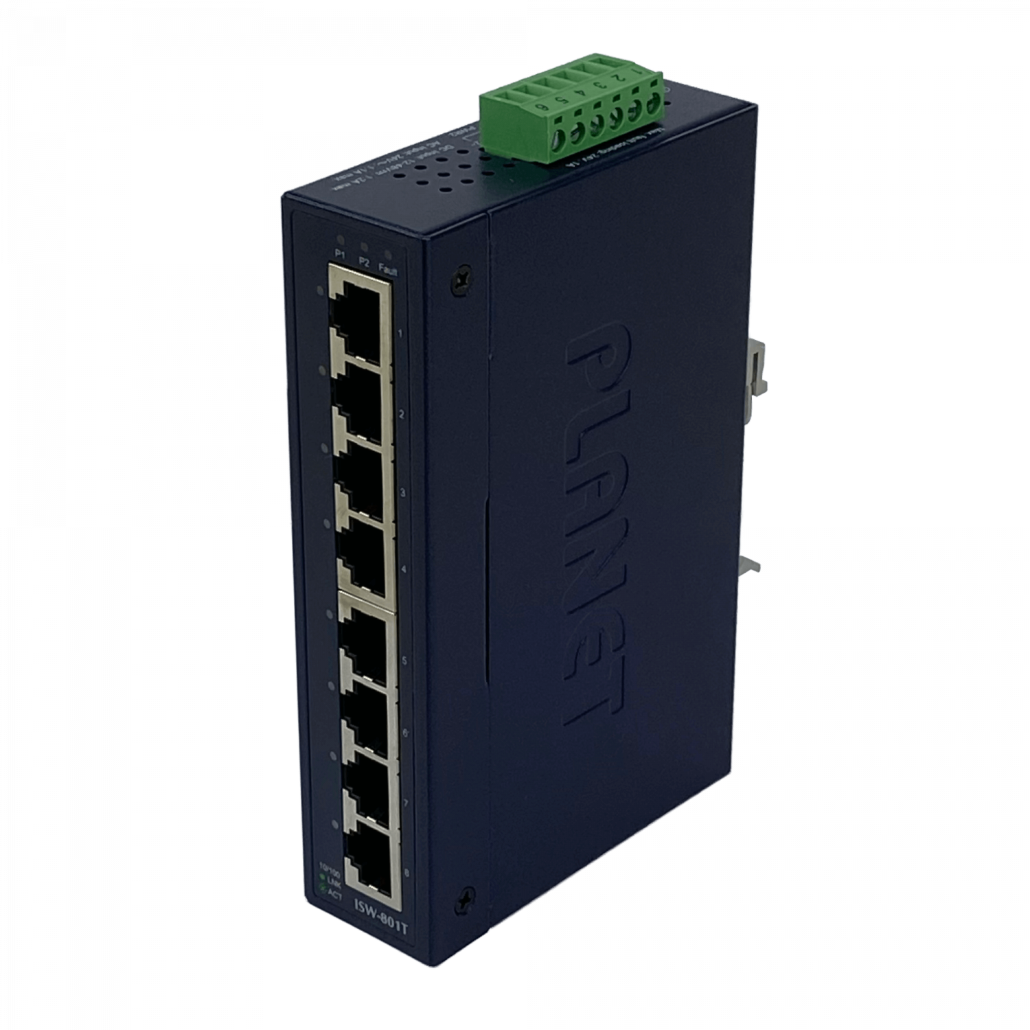 PLANET 8-100 Switch Industrial Riel-DIN no-Admin req/12-48VDC/24VAC 3