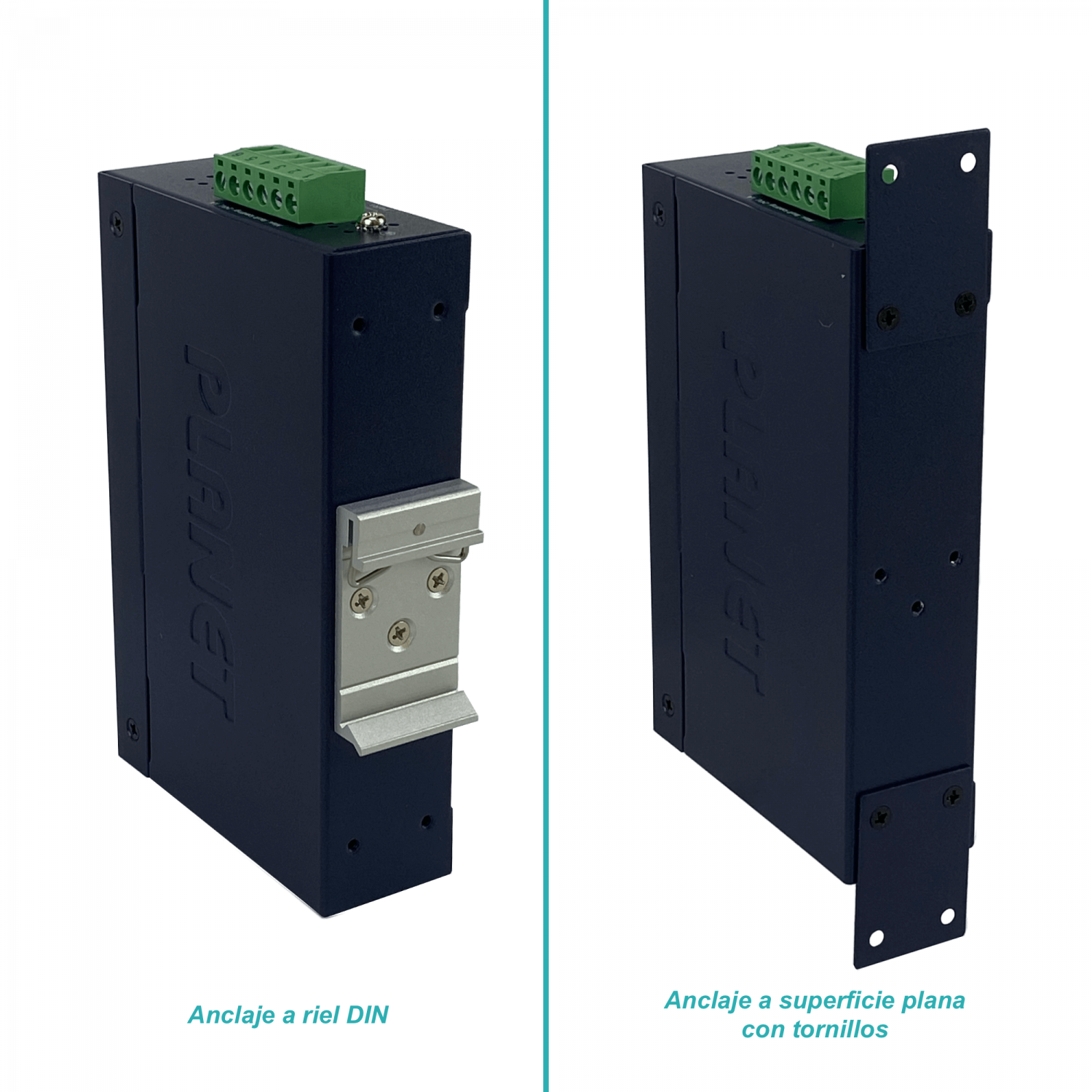 PLANET 8-100 Switch Industrial Riel-DIN no-Admin req/12-48VDC/24VAC 4