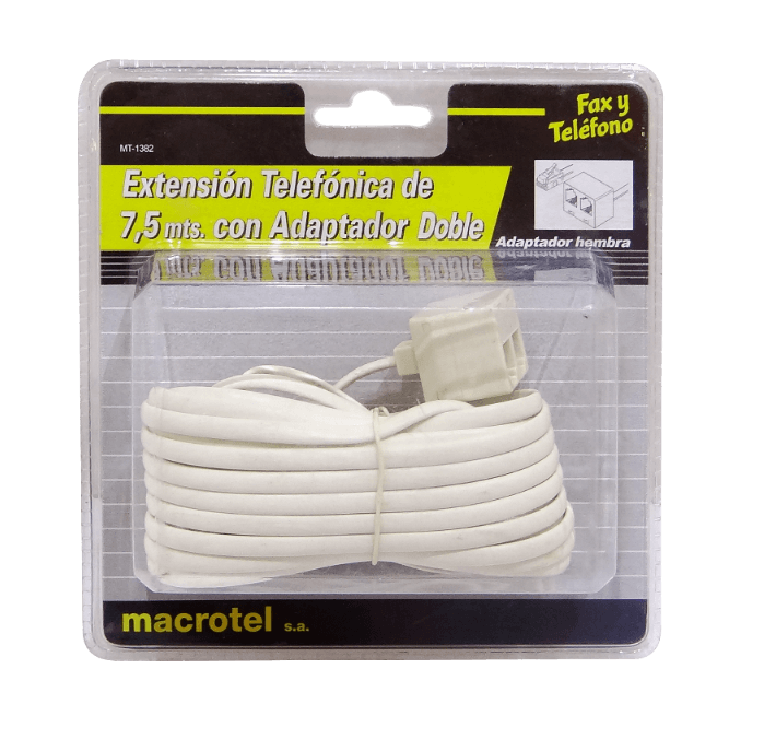 Cable Extensor MACROTEL 1 RJ11 Macho, 2 RJ11 Hembra, 7.5mt 6P4C 1
