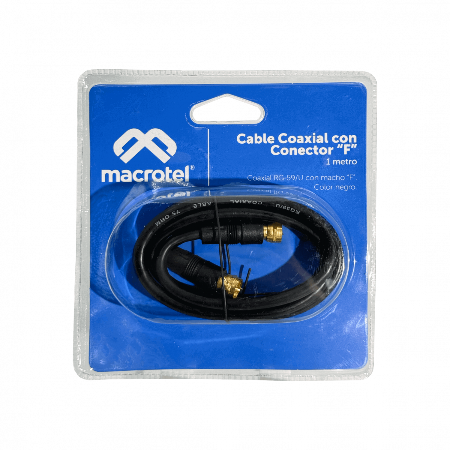 Cable RG59 Coaxial MACROTEL F-M F-M, 1 Metro, Color Negro 3